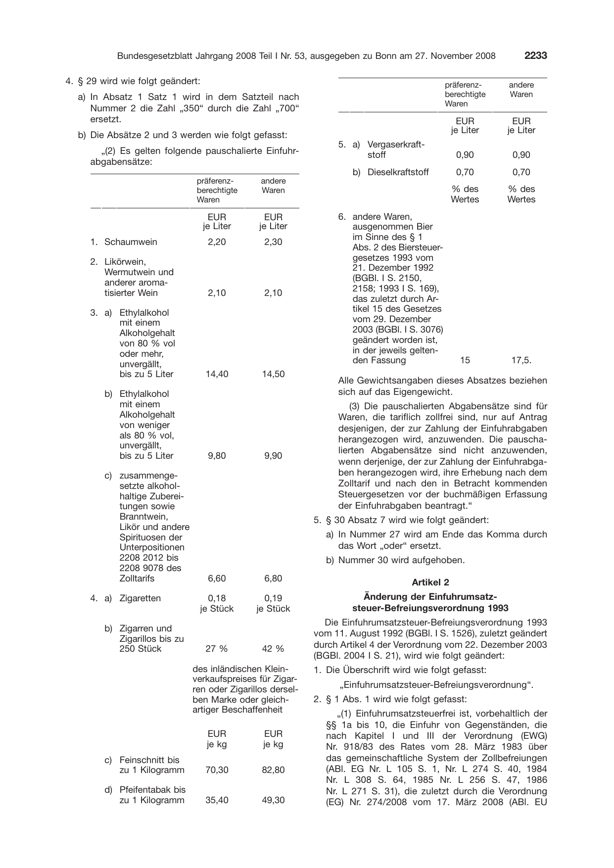BGBl. 2008, Seite 2233 — Originalseite als Abbildung