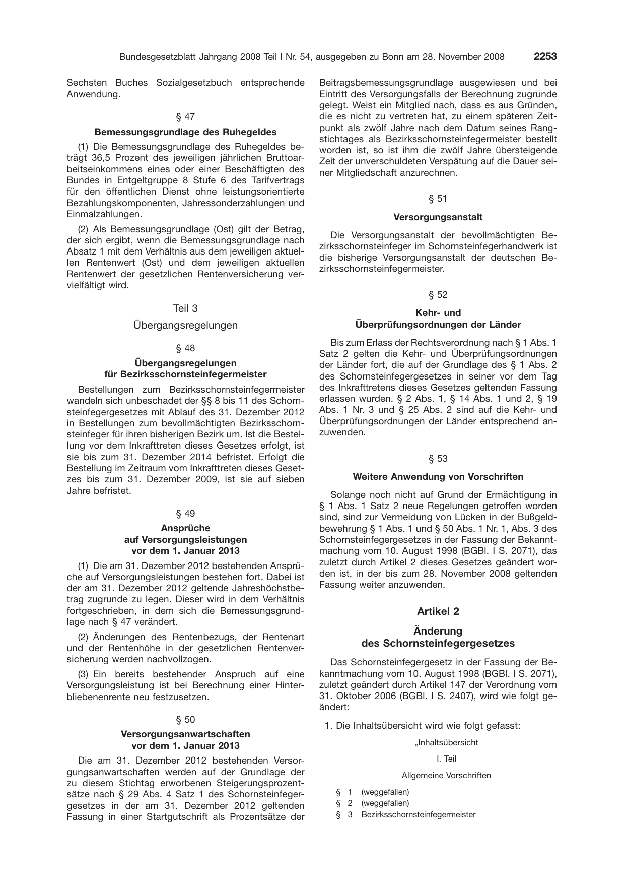 BGBl. 2008, Seite 2253 — Originalseite als Abbildung