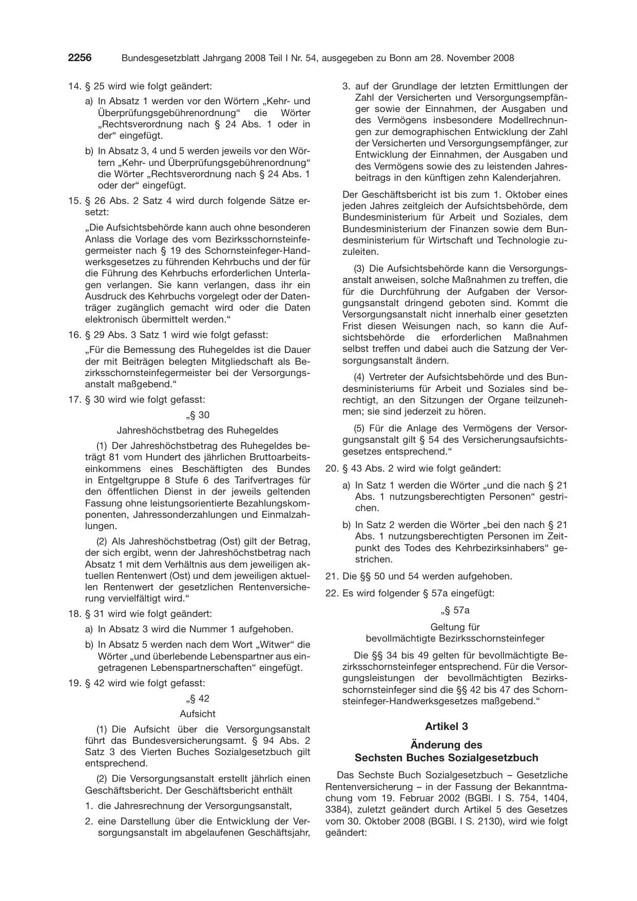 BGBl. 2008, Seite 2256 — Originalseite als Abbildung