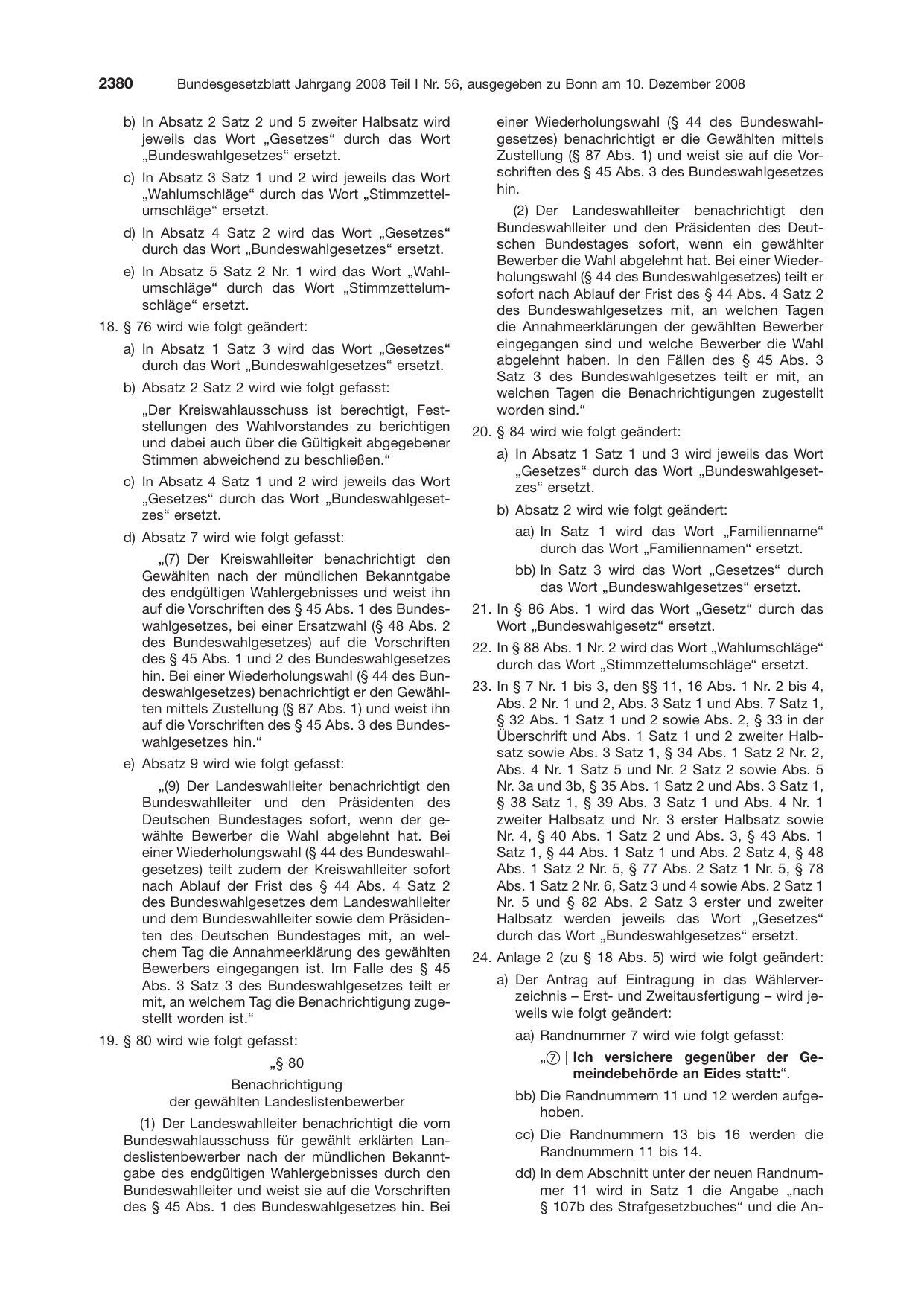 BGBl. 2008, Seite 2380 — Originalseite als Abbildung