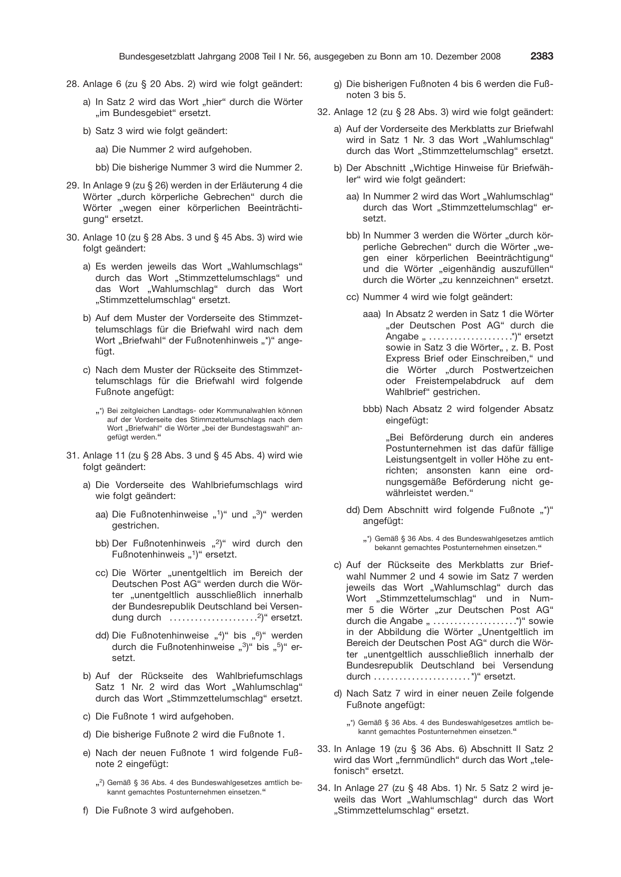 BGBl. 2008, Seite 2383 — Originalseite als Abbildung