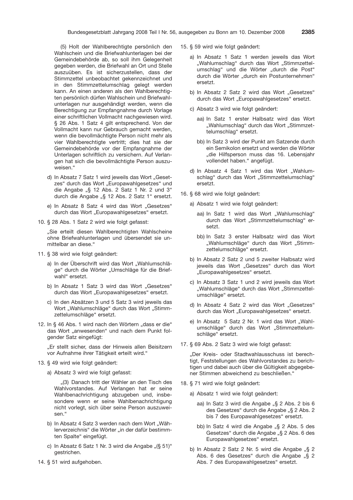 BGBl. 2008, Seite 2385 — Originalseite als Abbildung