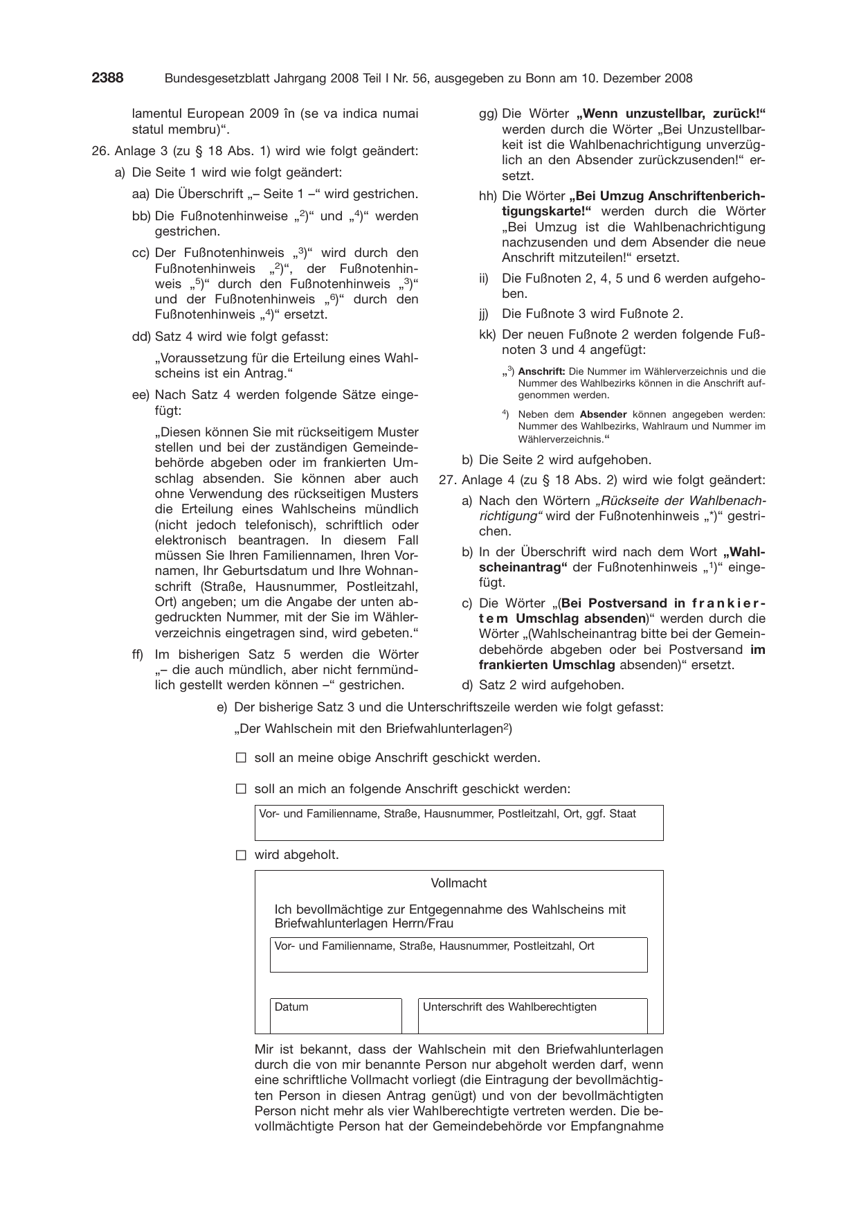 BGBl. 2008, Seite 2388 — Originalseite als Abbildung