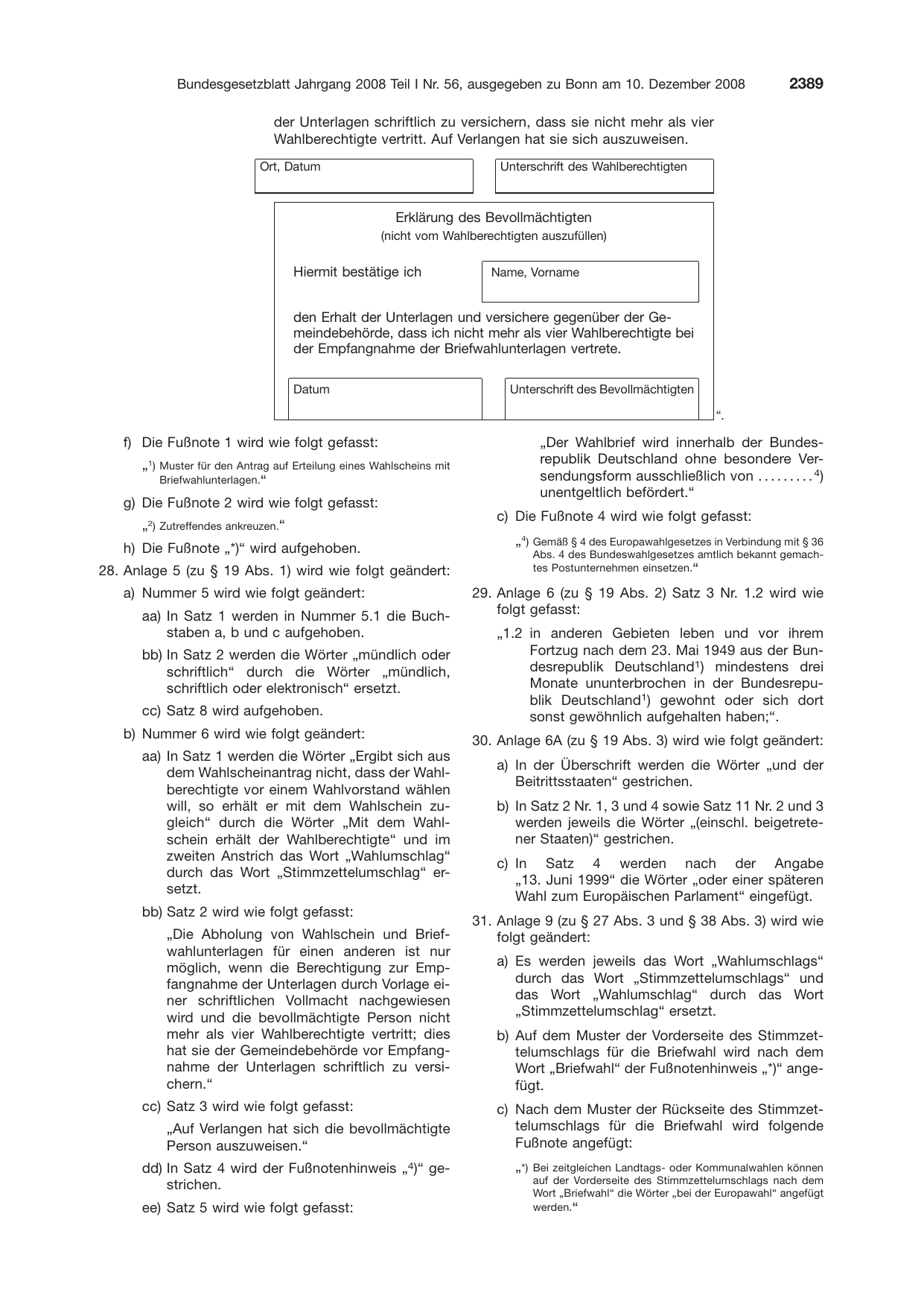 BGBl. 2008, Seite 2389 — Originalseite als Abbildung