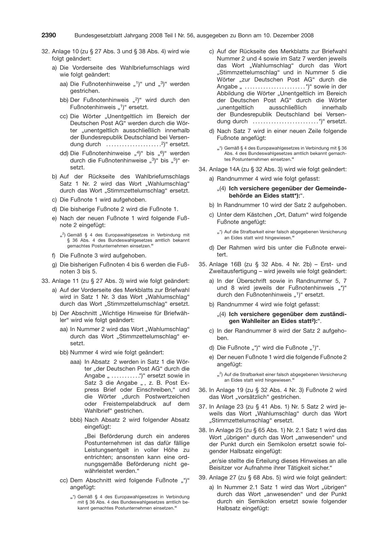 BGBl. 2008, Seite 2390 — Originalseite als Abbildung