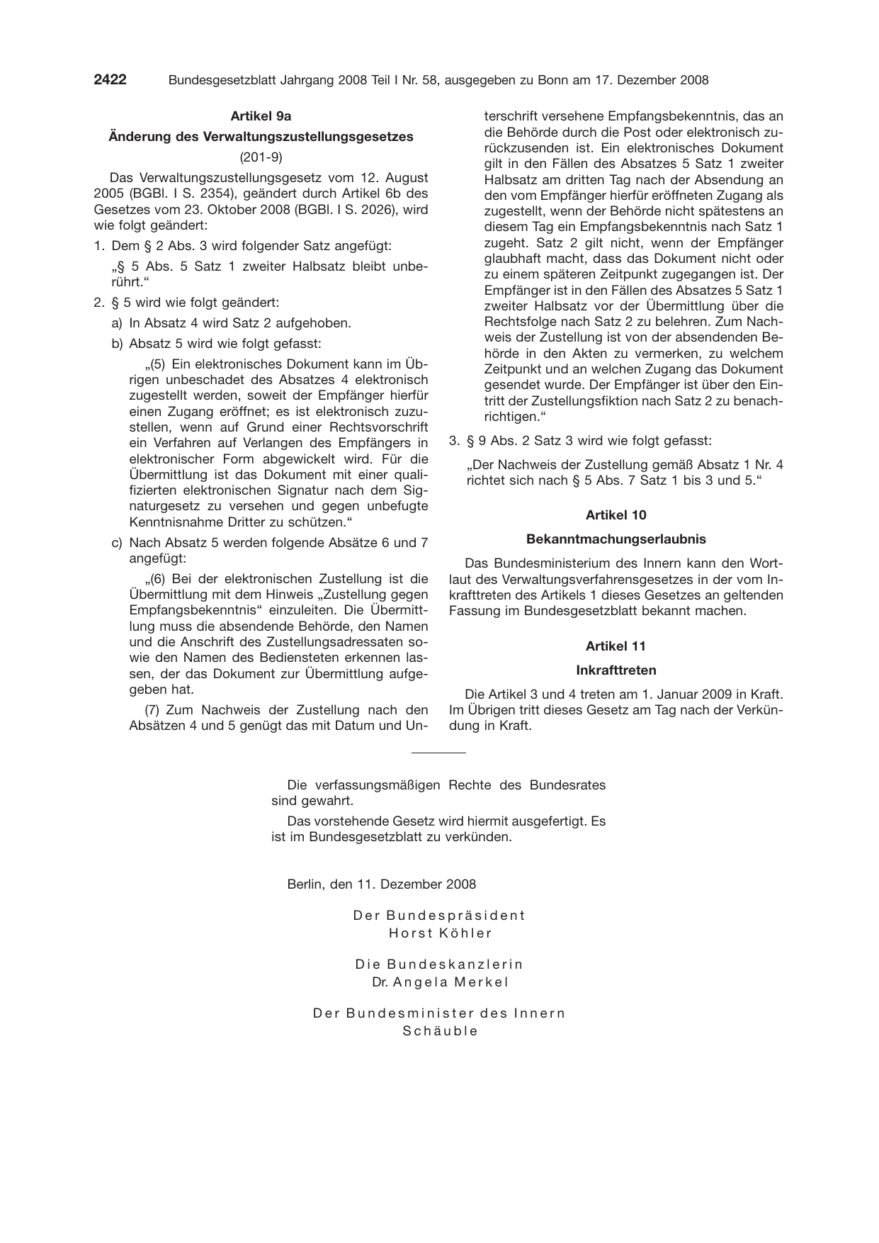 BGBl. 2008, Seite 2422 — Originalseite als Abbildung