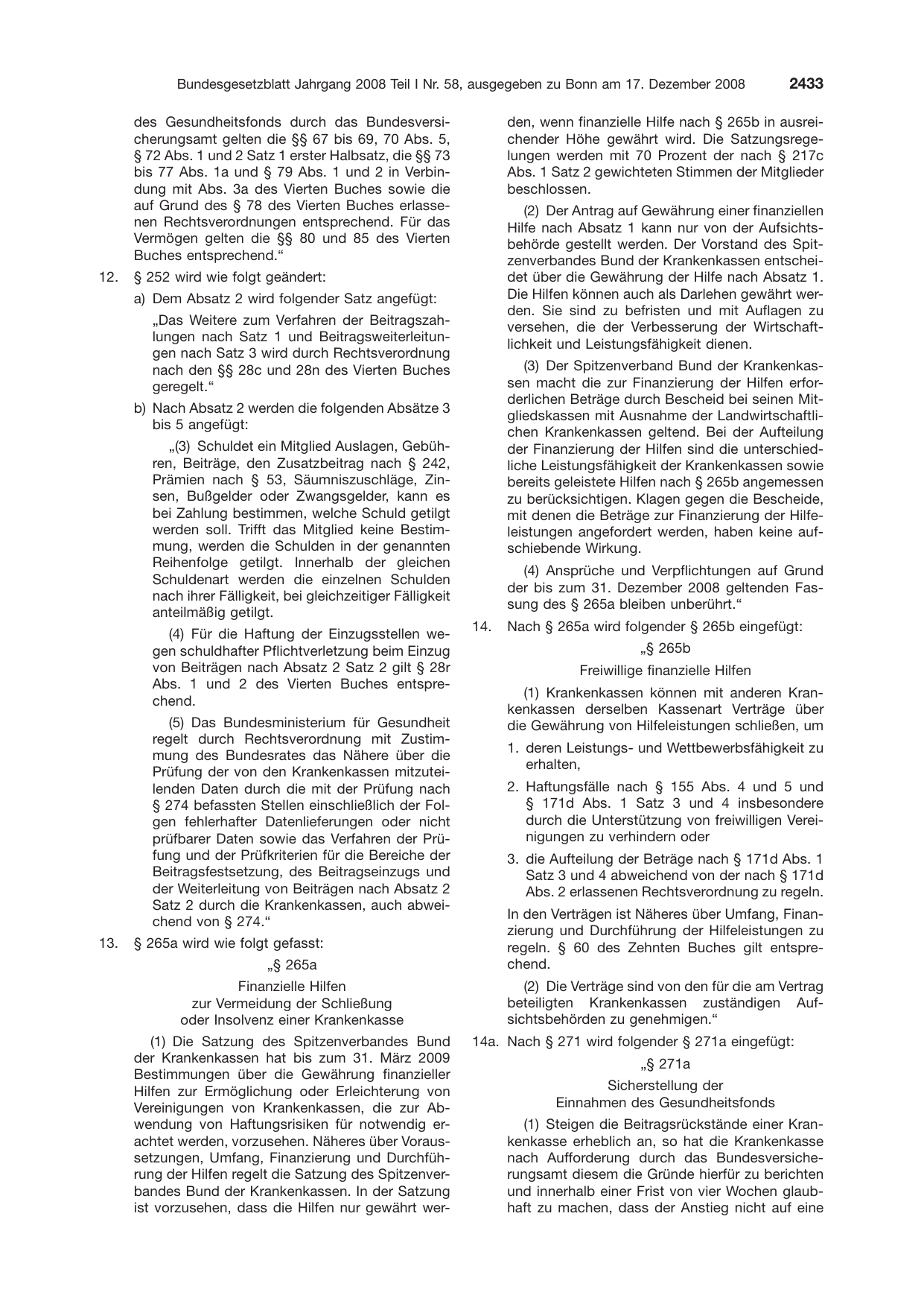 BGBl. 2008, Seite 2433 — Originalseite als Abbildung