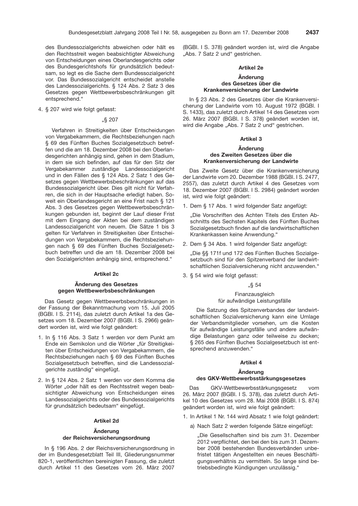 BGBl. 2008, Seite 2437 — Originalseite als Abbildung