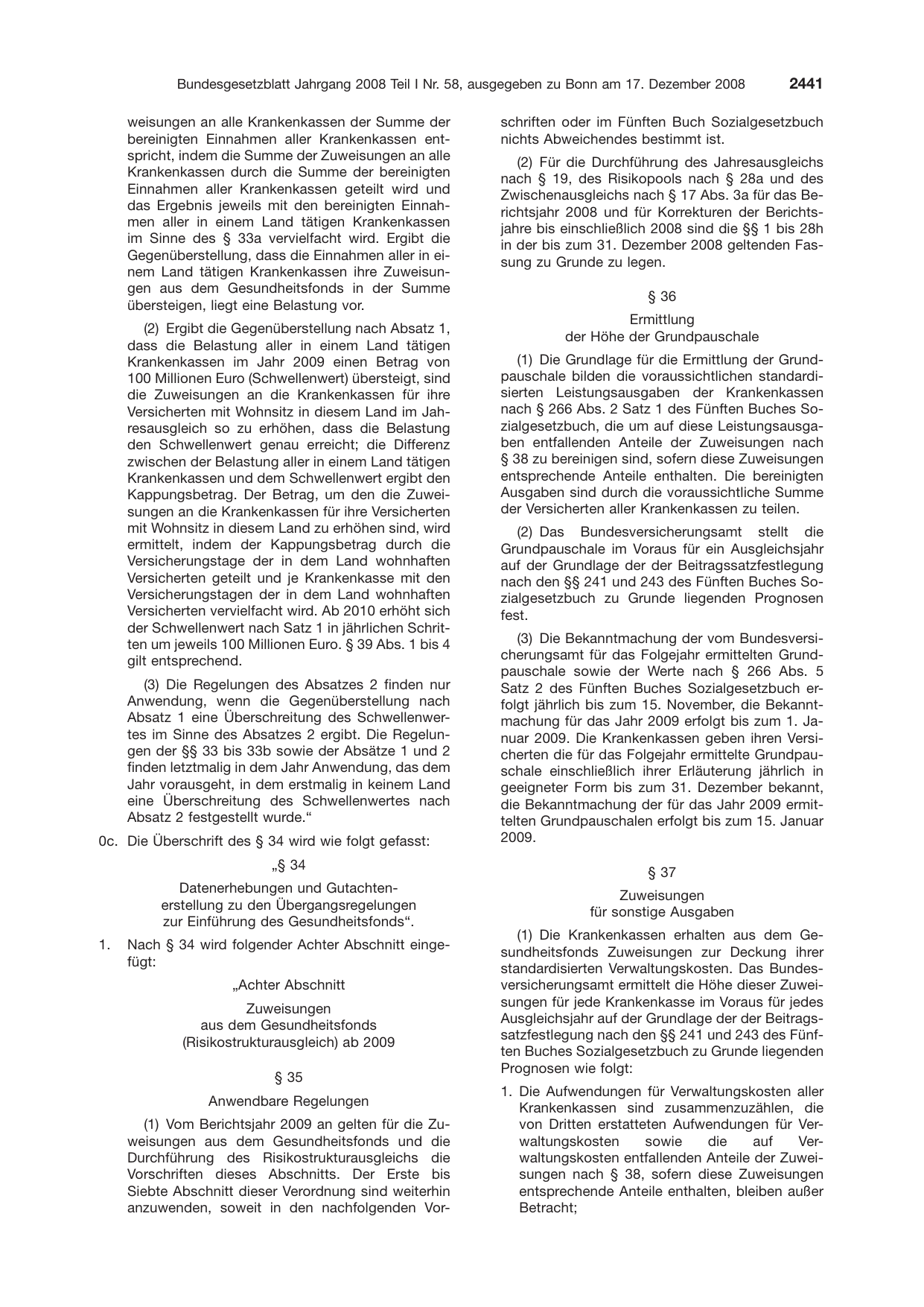 BGBl. 2008, Seite 2441 — Originalseite als Abbildung