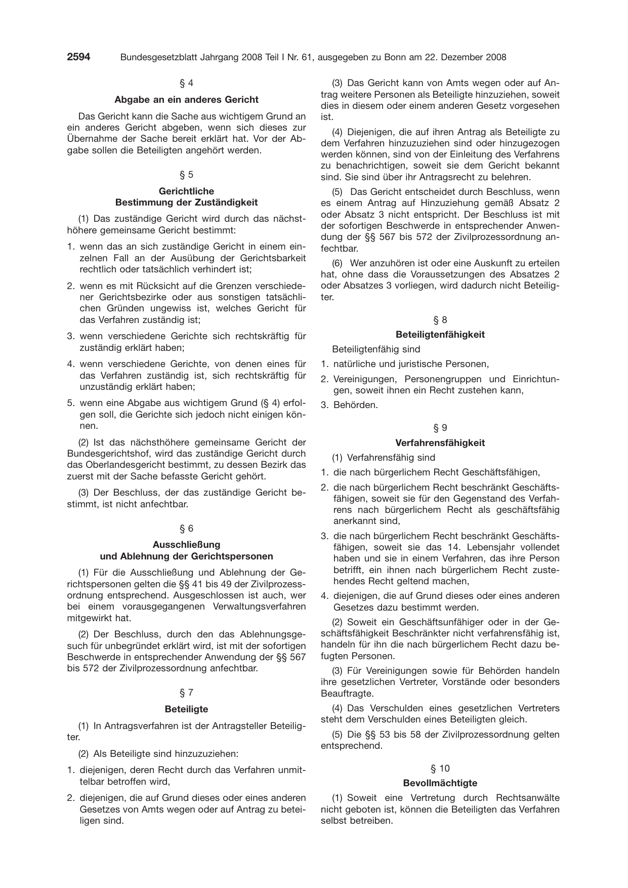 BGBl. 2008, Seite 2594 — Originalseite als Abbildung