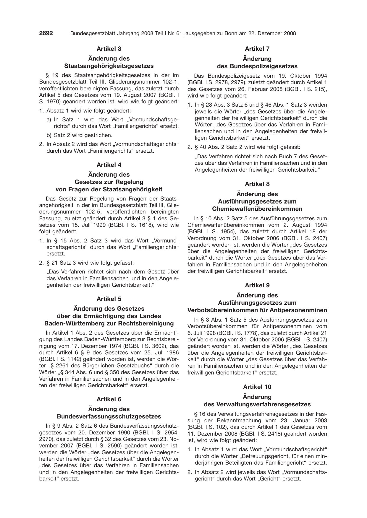 BGBl. 2008, Seite 2692 — Originalseite als Abbildung