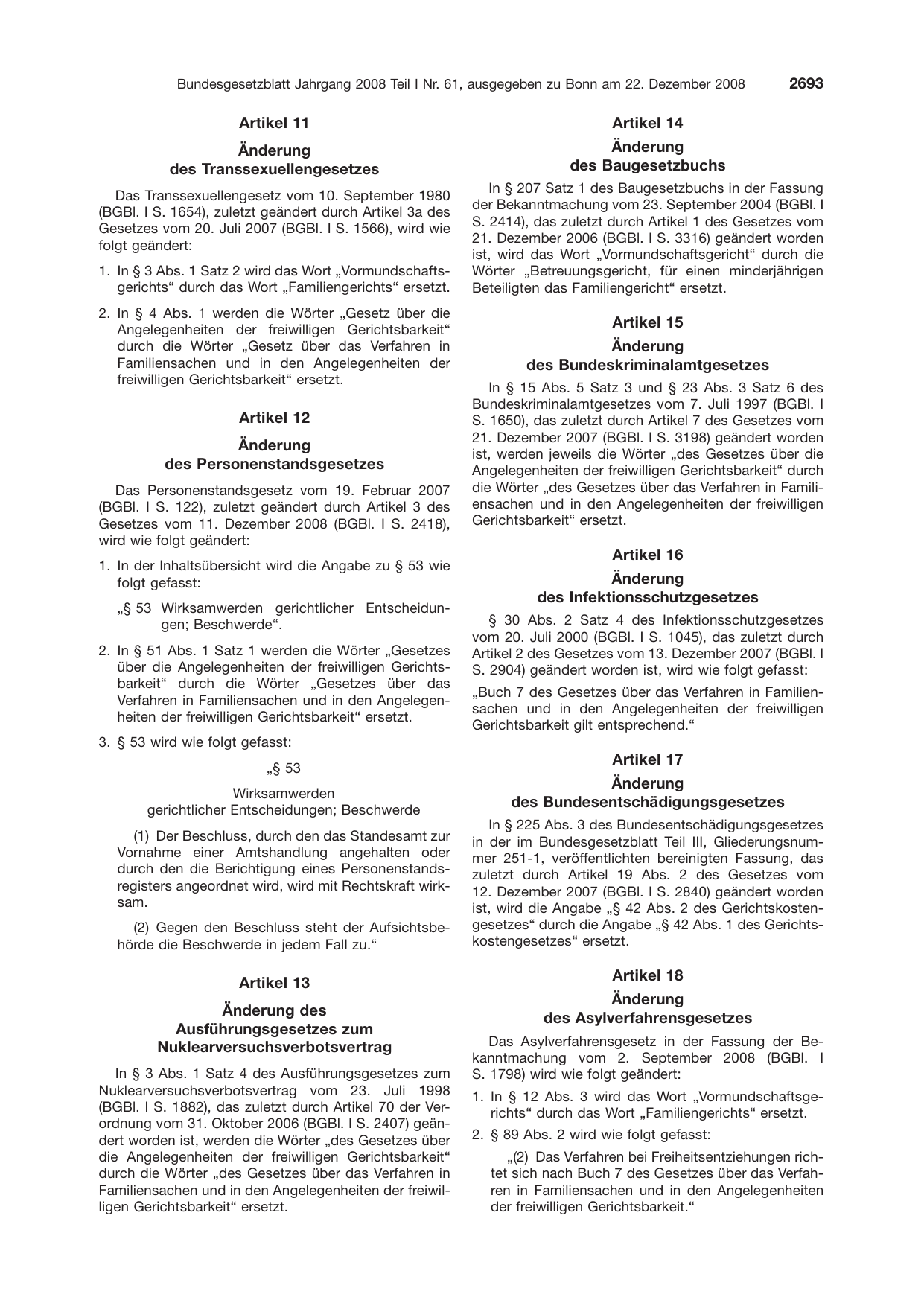 BGBl. 2008, Seite 2693 — Originalseite als Abbildung