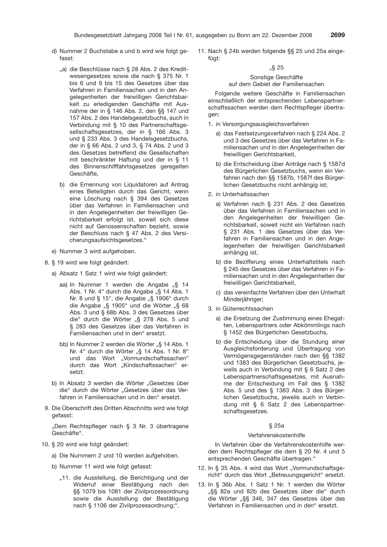 BGBl. 2008, Seite 2699 — Originalseite als Abbildung