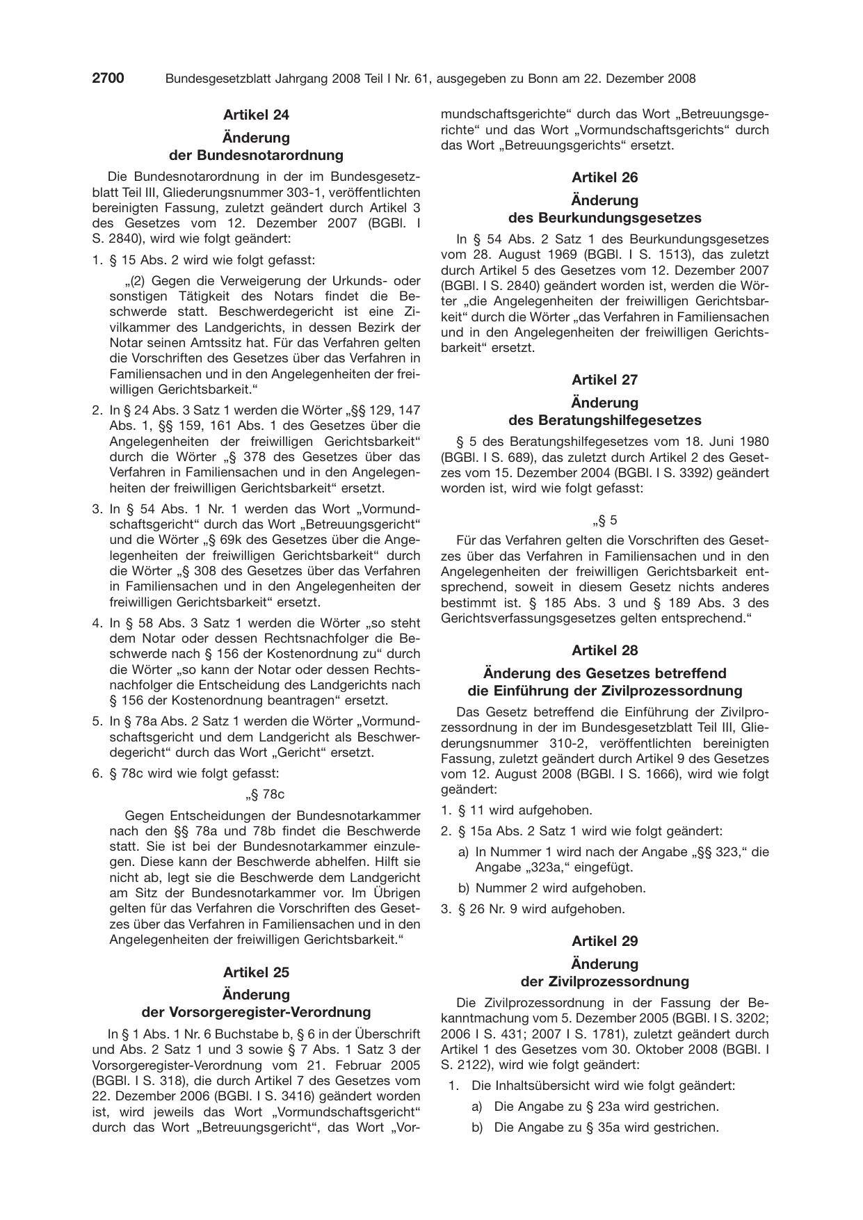 BGBl. 2008, Seite 2700 — Originalseite als Abbildung