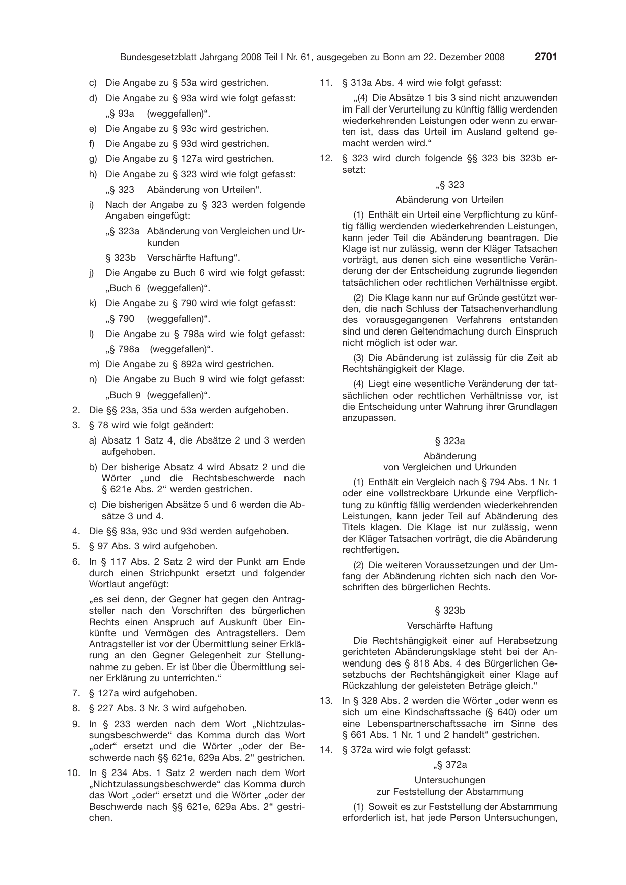 BGBl. 2008, Seite 2701 — Originalseite als Abbildung