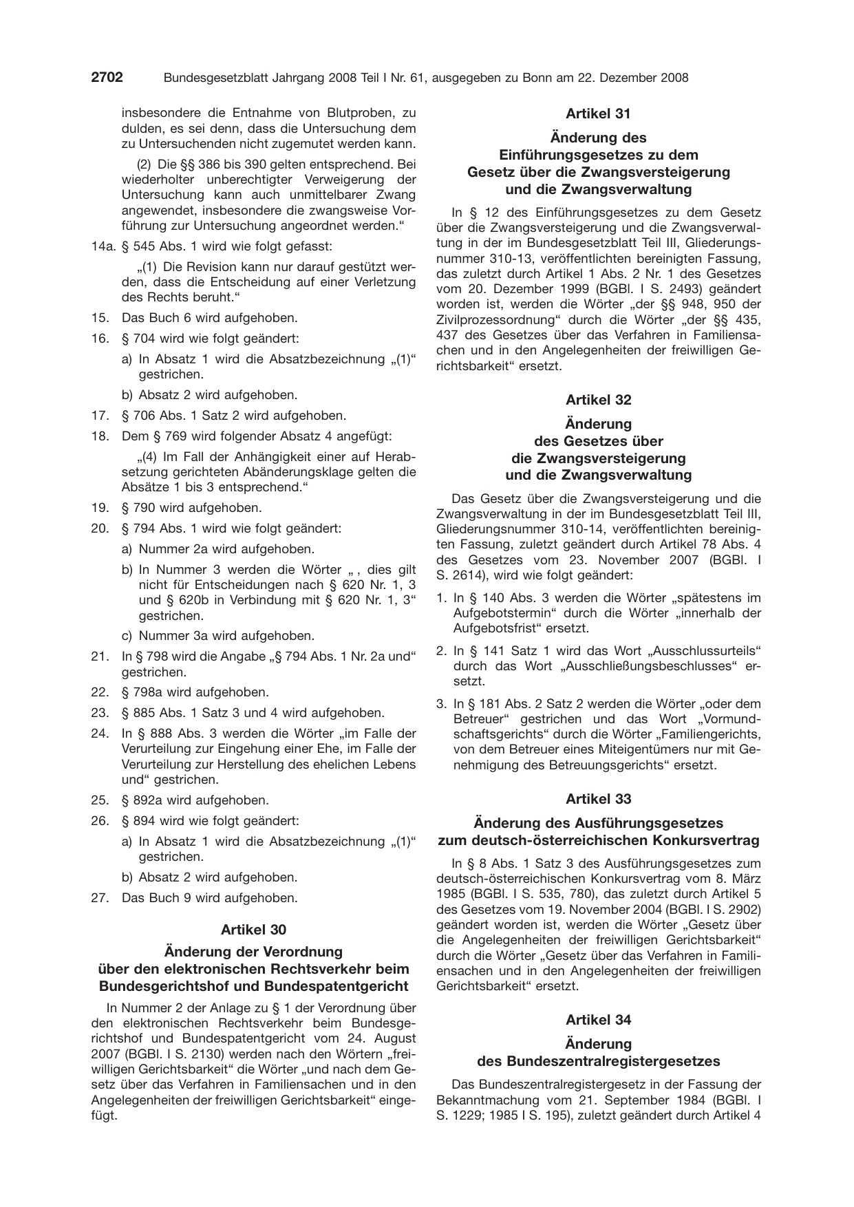BGBl. 2008, Seite 2702 — Originalseite als Abbildung