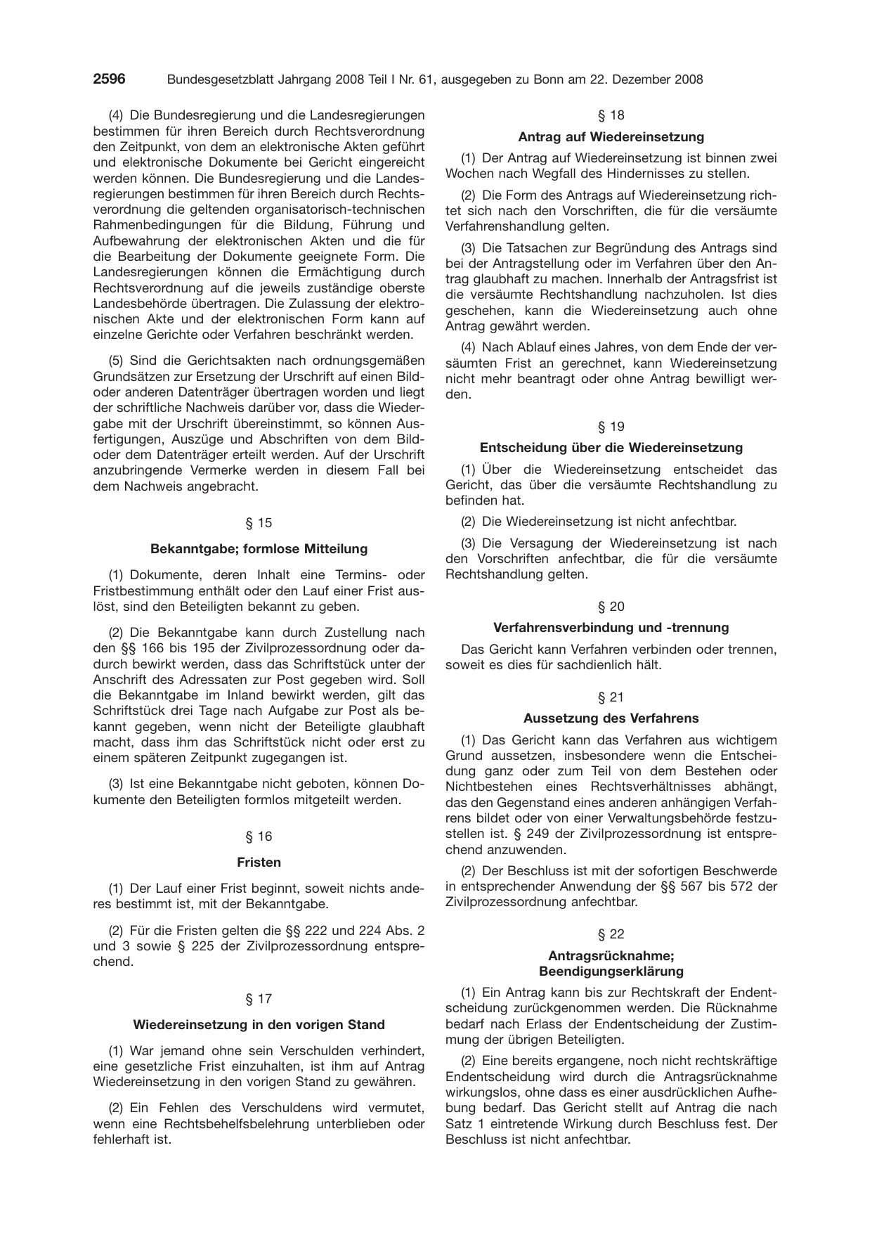 BGBl. 2008, Seite 2596 — Originalseite als Abbildung