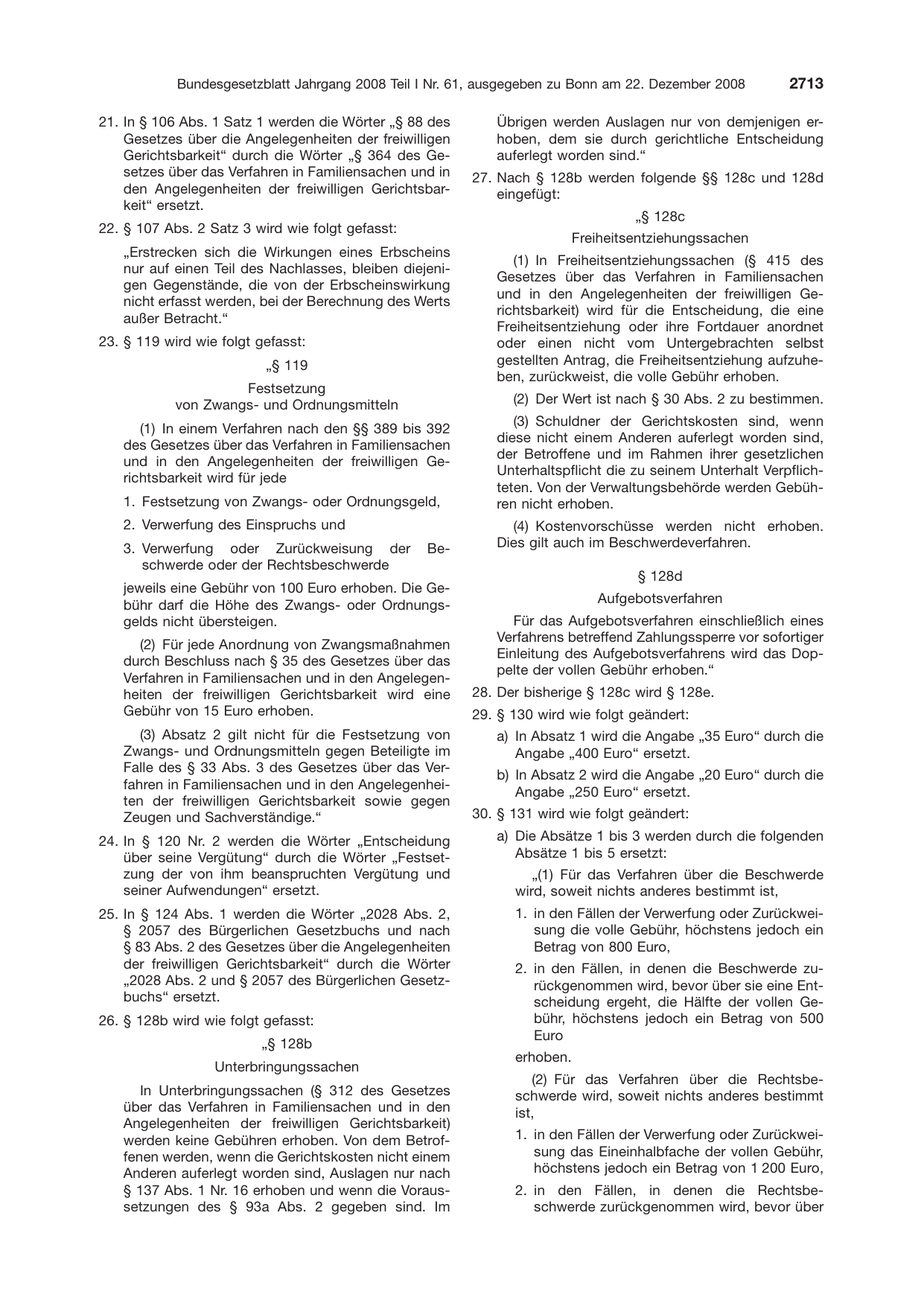 BGBl. 2008, Seite 2713 — Originalseite als Abbildung