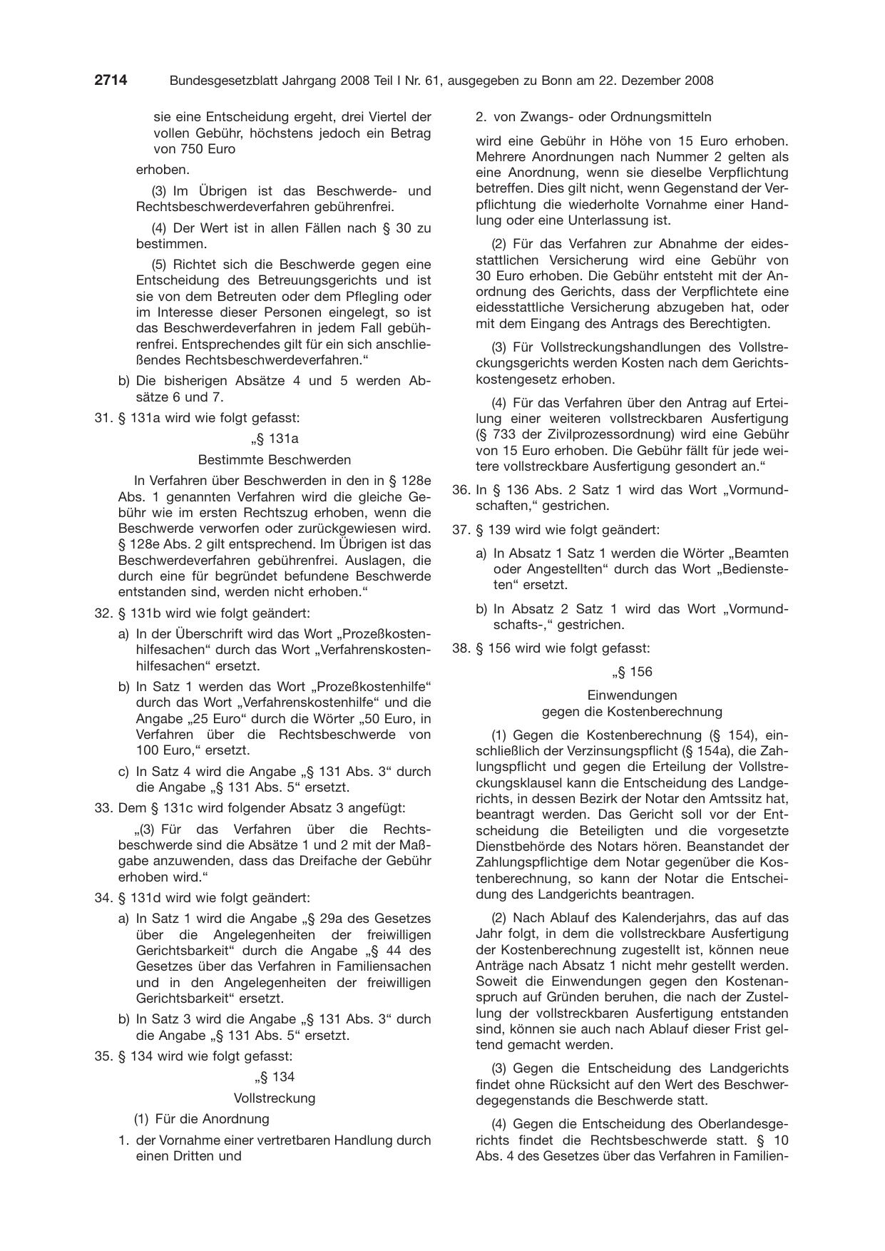 BGBl. 2008, Seite 2714 — Originalseite als Abbildung