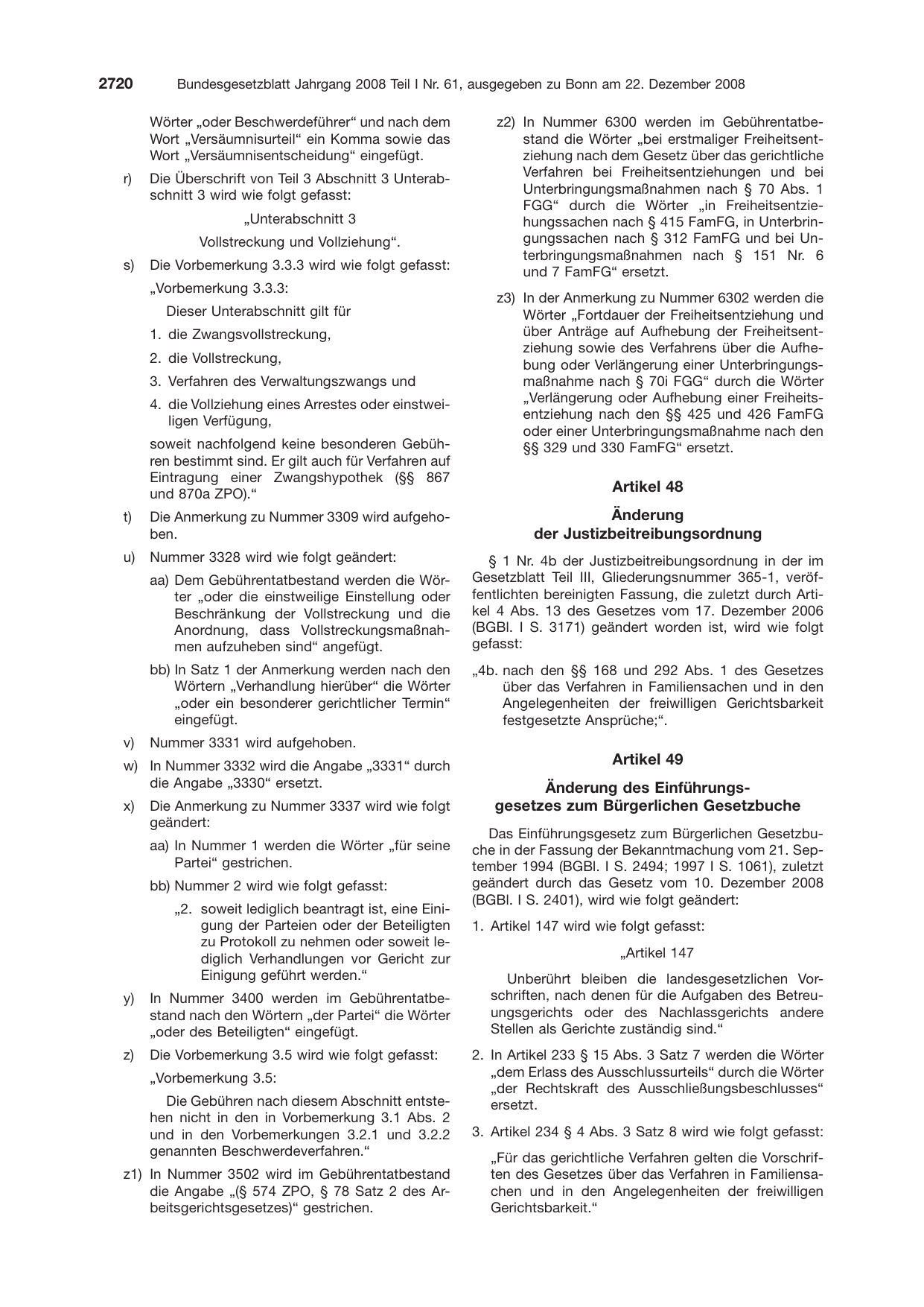 BGBl. 2008, Seite 2720 — Originalseite als Abbildung