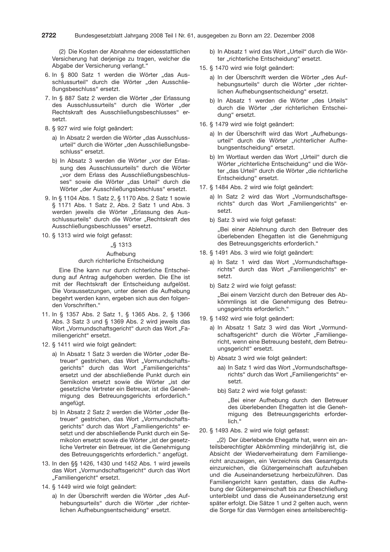 BGBl. 2008, Seite 2722 — Originalseite als Abbildung
