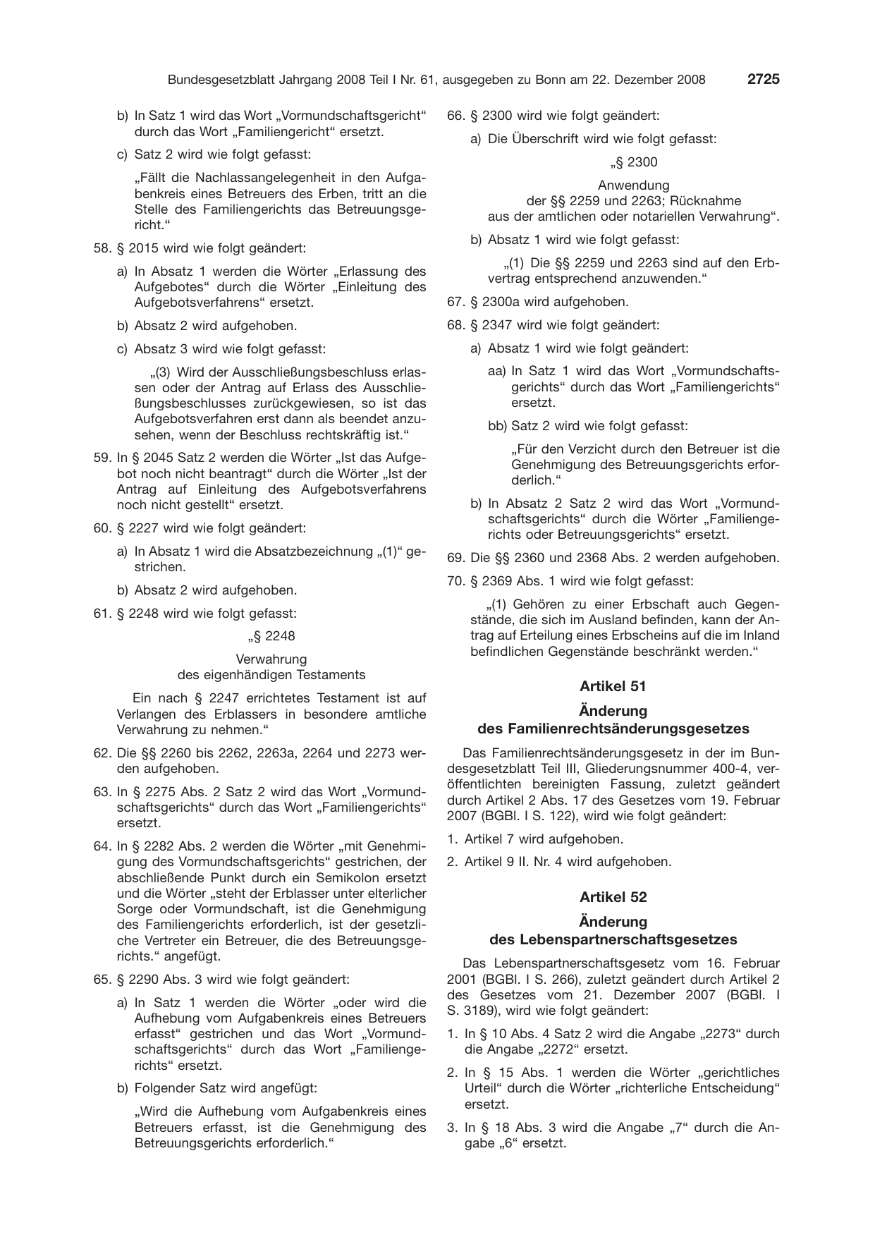 BGBl. 2008, Seite 2725 — Originalseite als Abbildung