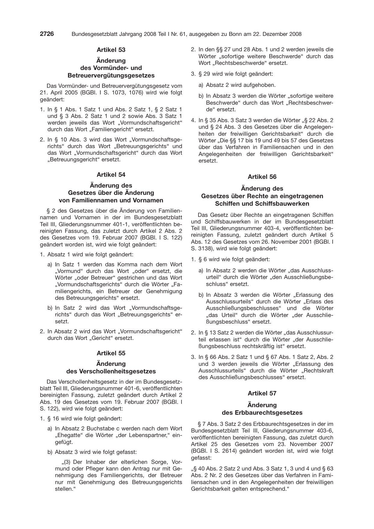 BGBl. 2008, Seite 2726 — Originalseite als Abbildung