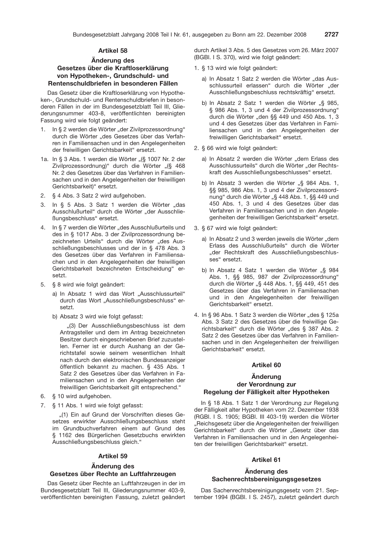BGBl. 2008, Seite 2727 — Originalseite als Abbildung