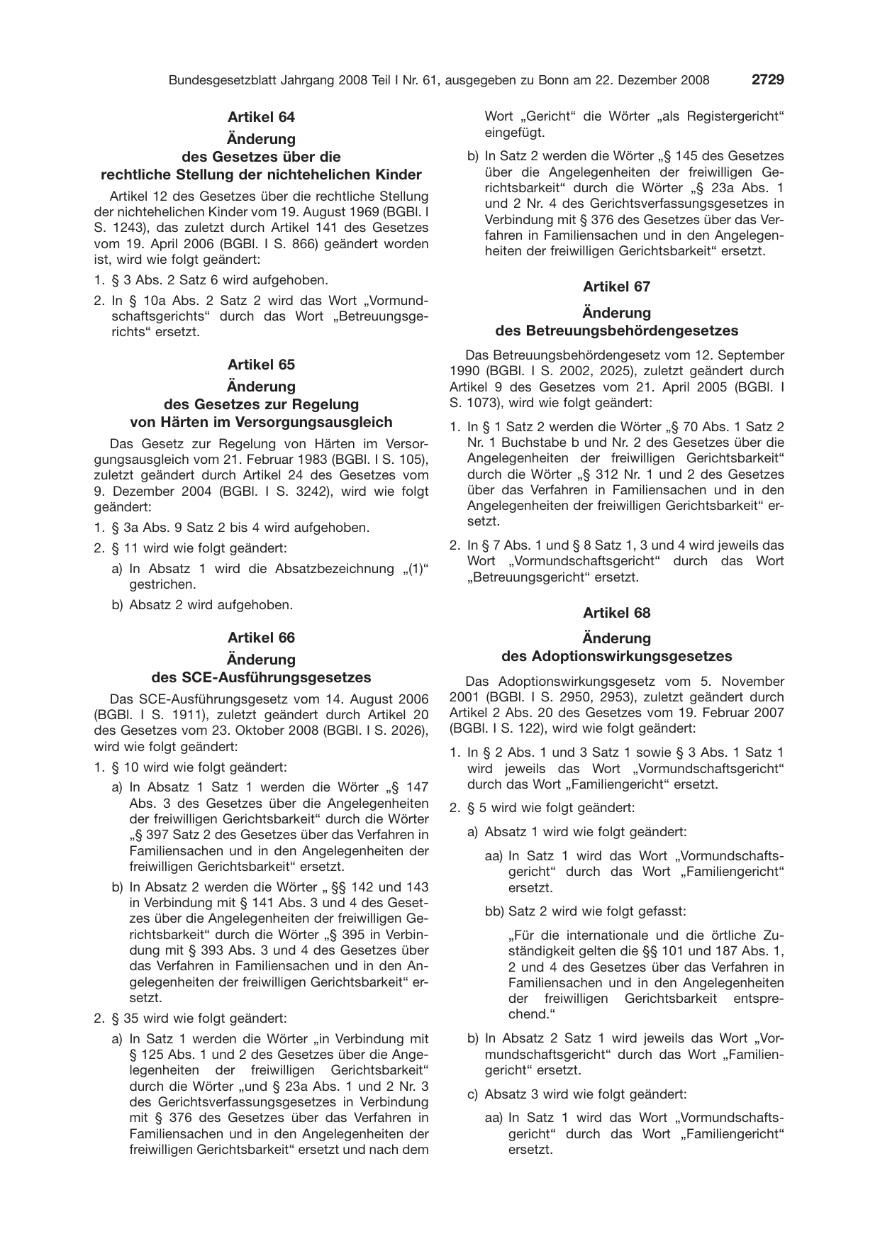 BGBl. 2008, Seite 2729 — Originalseite als Abbildung