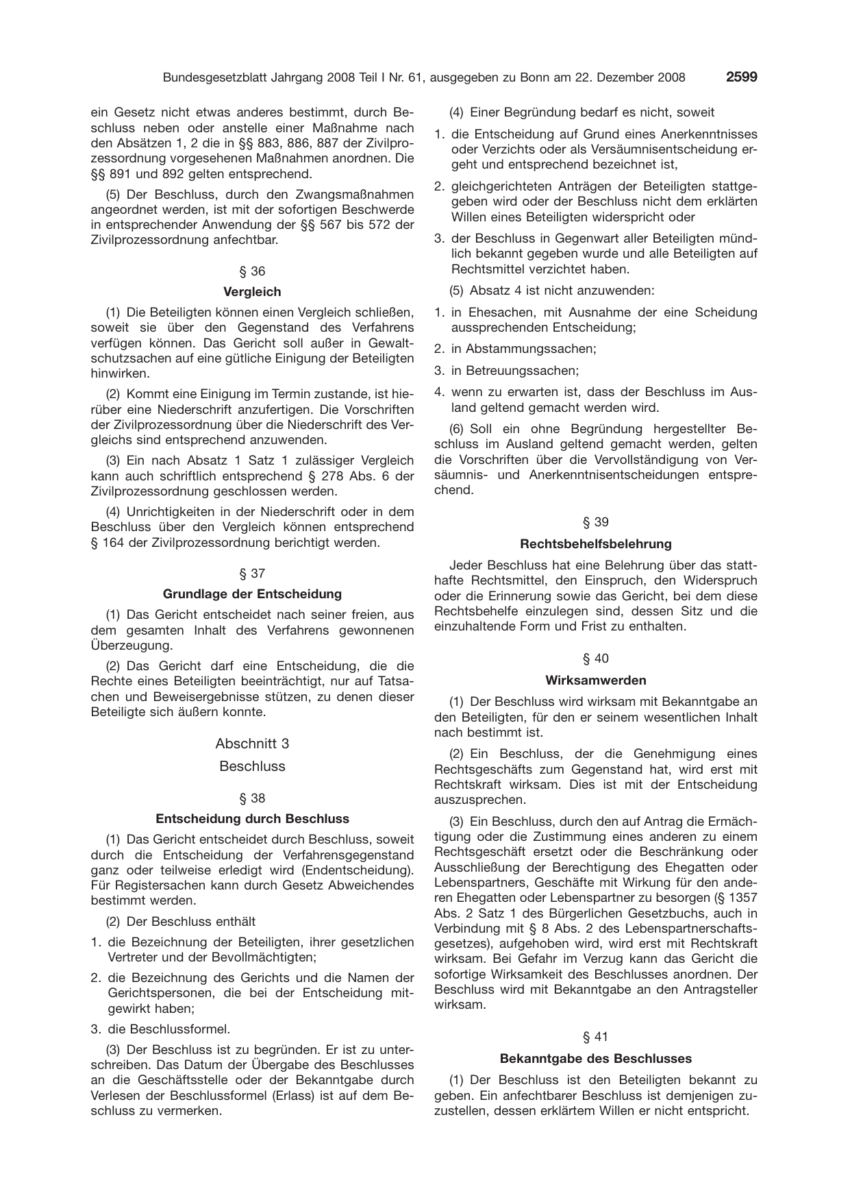 BGBl. 2008, Seite 2599 — Originalseite als Abbildung