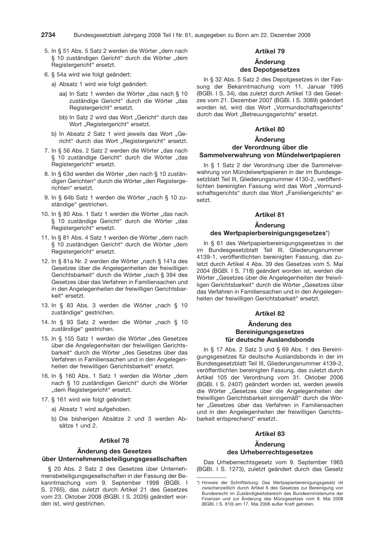 BGBl. 2008, Seite 2734 — Originalseite als Abbildung