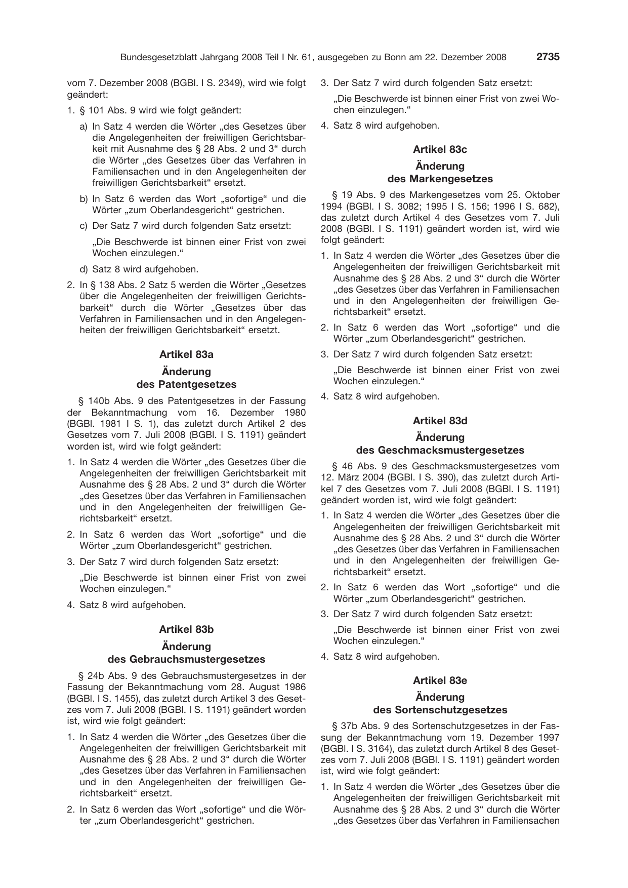 BGBl. 2008, Seite 2735 — Originalseite als Abbildung