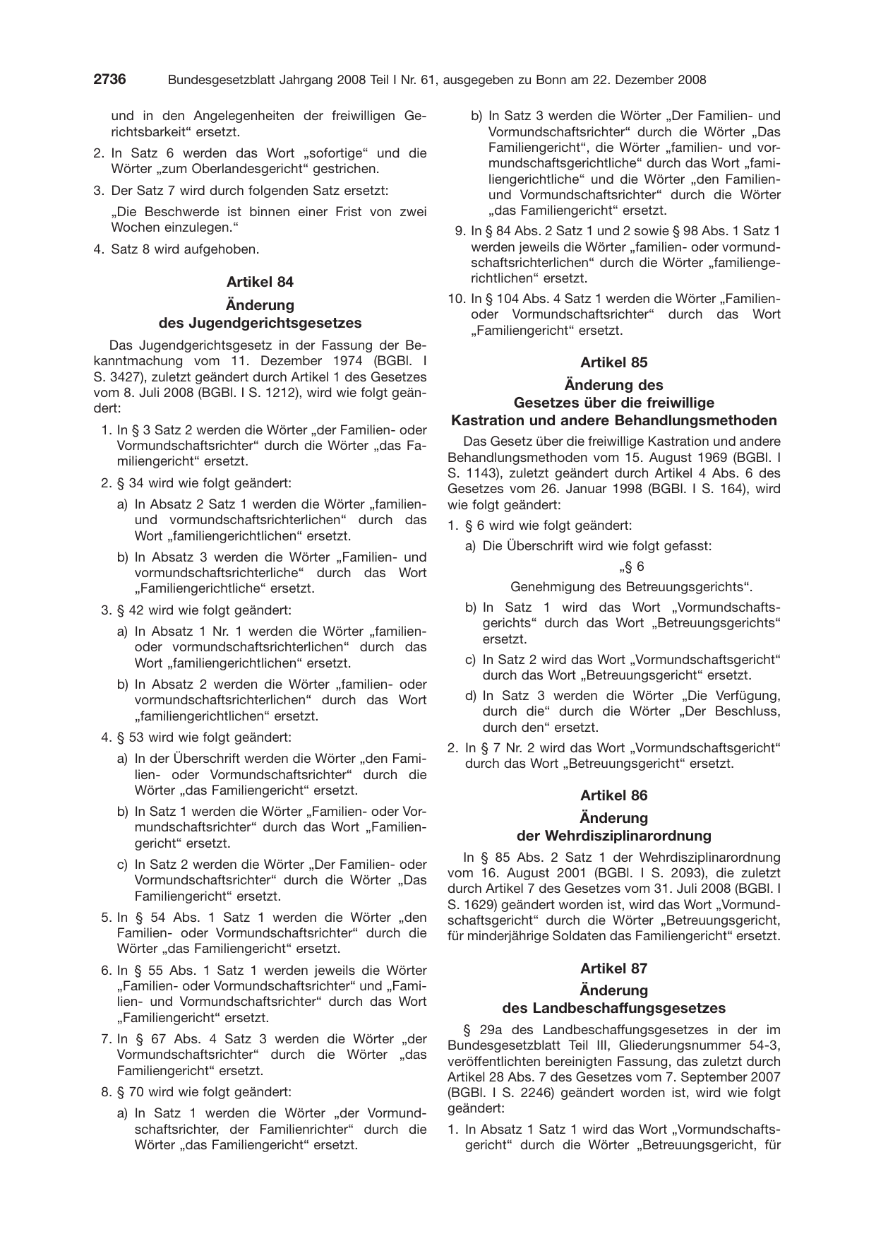 BGBl. 2008, Seite 2736 — Originalseite als Abbildung