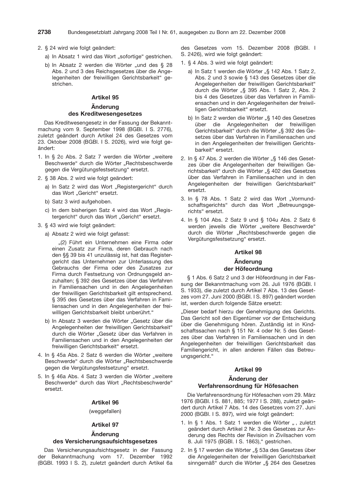 BGBl. 2008, Seite 2738 — Originalseite als Abbildung