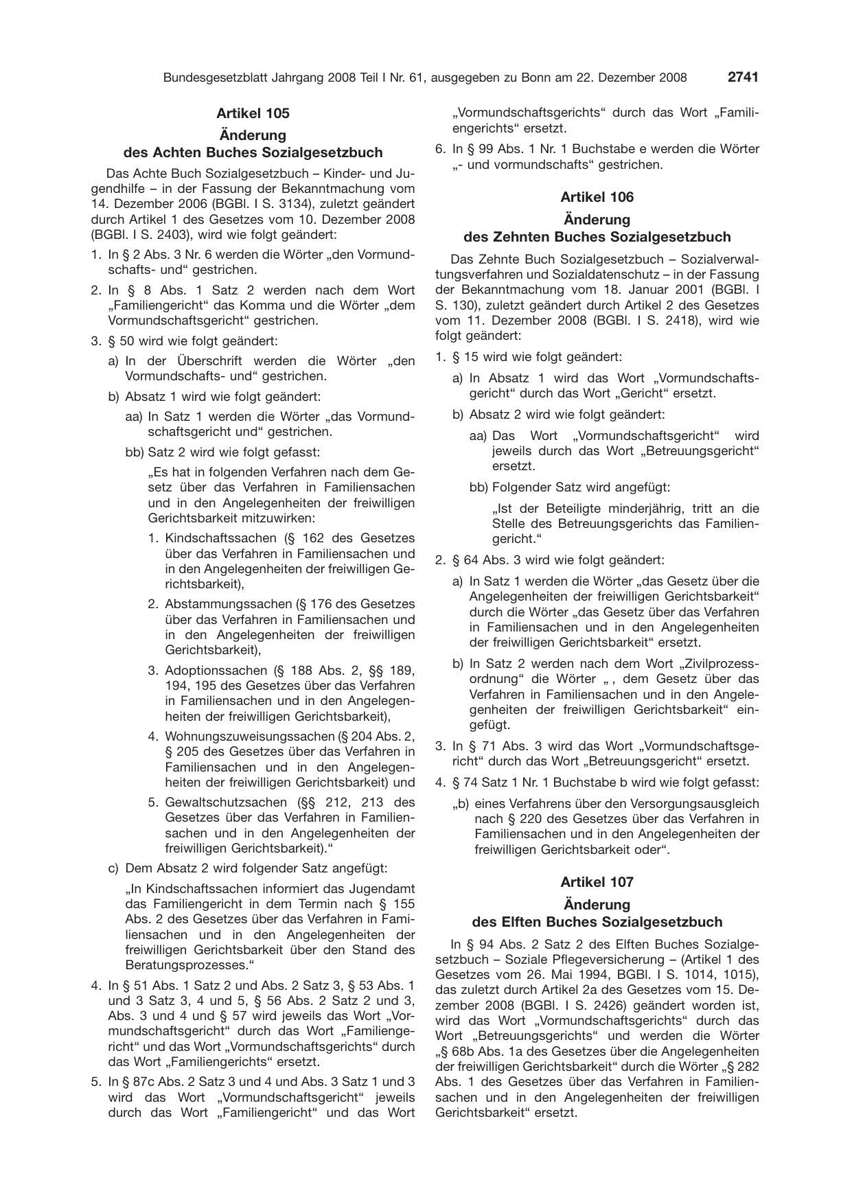 BGBl. 2008, Seite 2741 — Originalseite als Abbildung