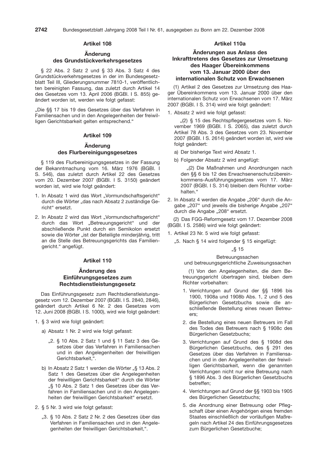 BGBl. 2008, Seite 2742 — Originalseite als Abbildung