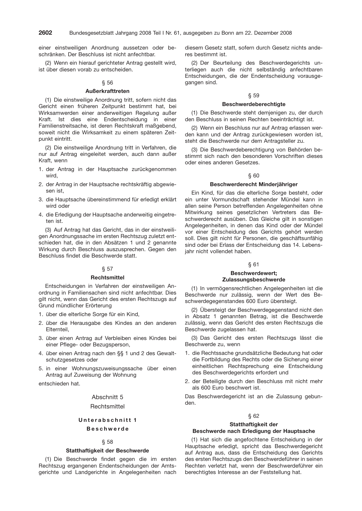 BGBl. 2008, Seite 2602 — Originalseite als Abbildung