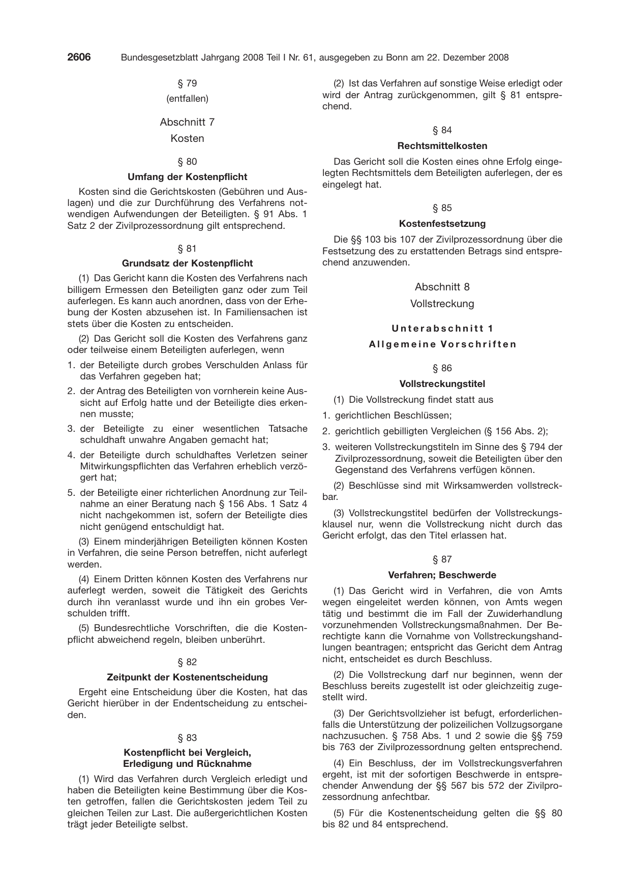BGBl. 2008, Seite 2606 — Originalseite als Abbildung