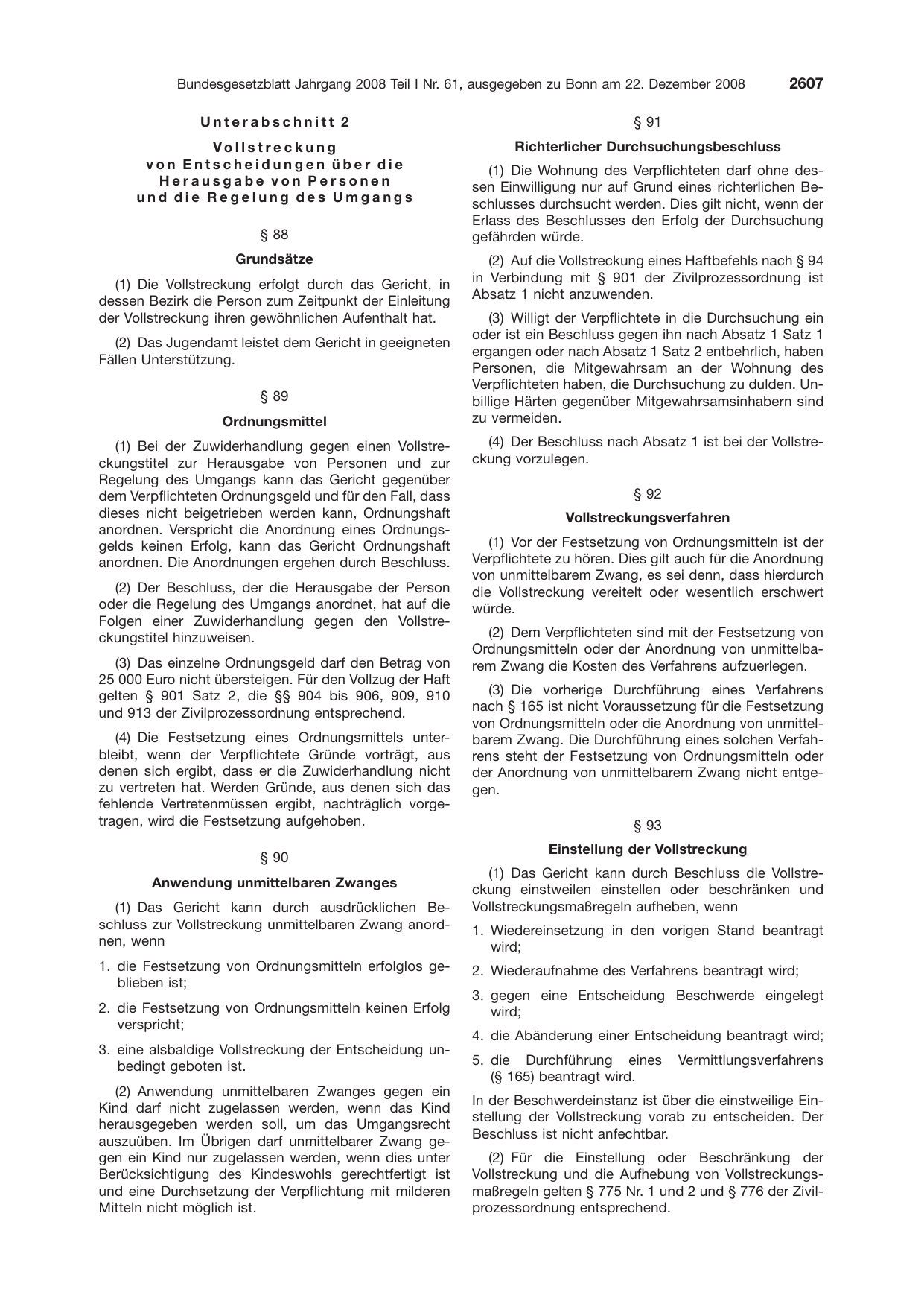 BGBl. 2008, Seite 2607 — Originalseite als Abbildung