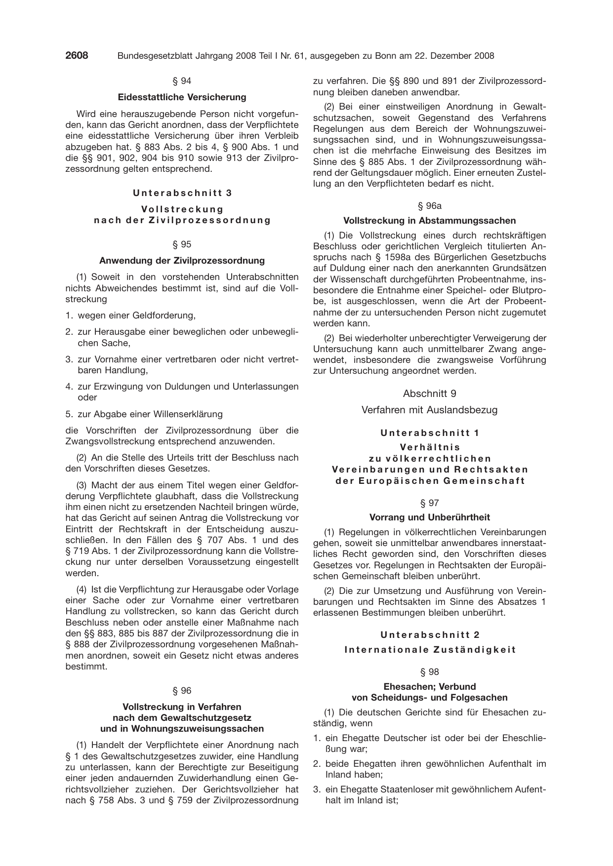 BGBl. 2008, Seite 2608 — Originalseite als Abbildung