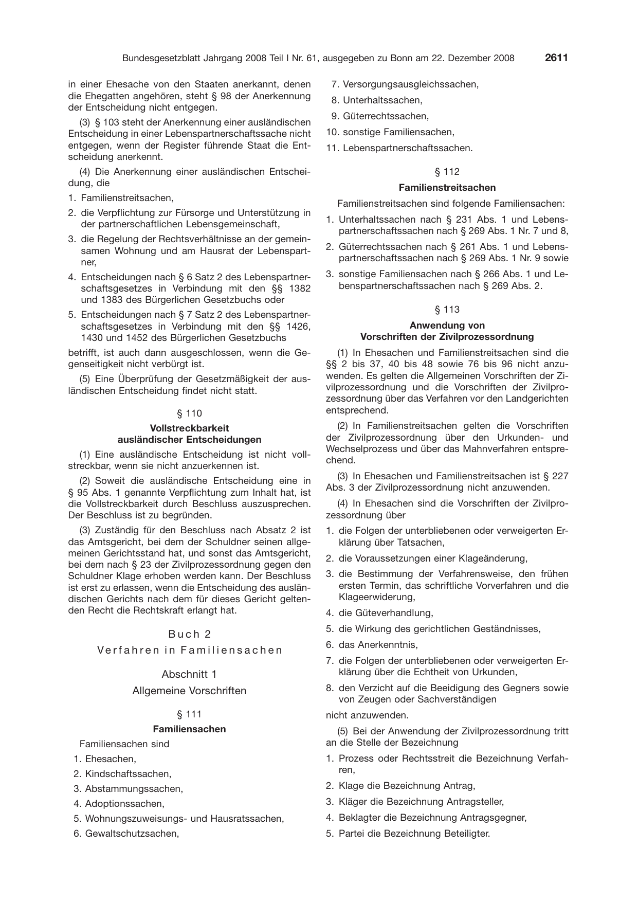 BGBl. 2008, Seite 2611 — Originalseite als Abbildung