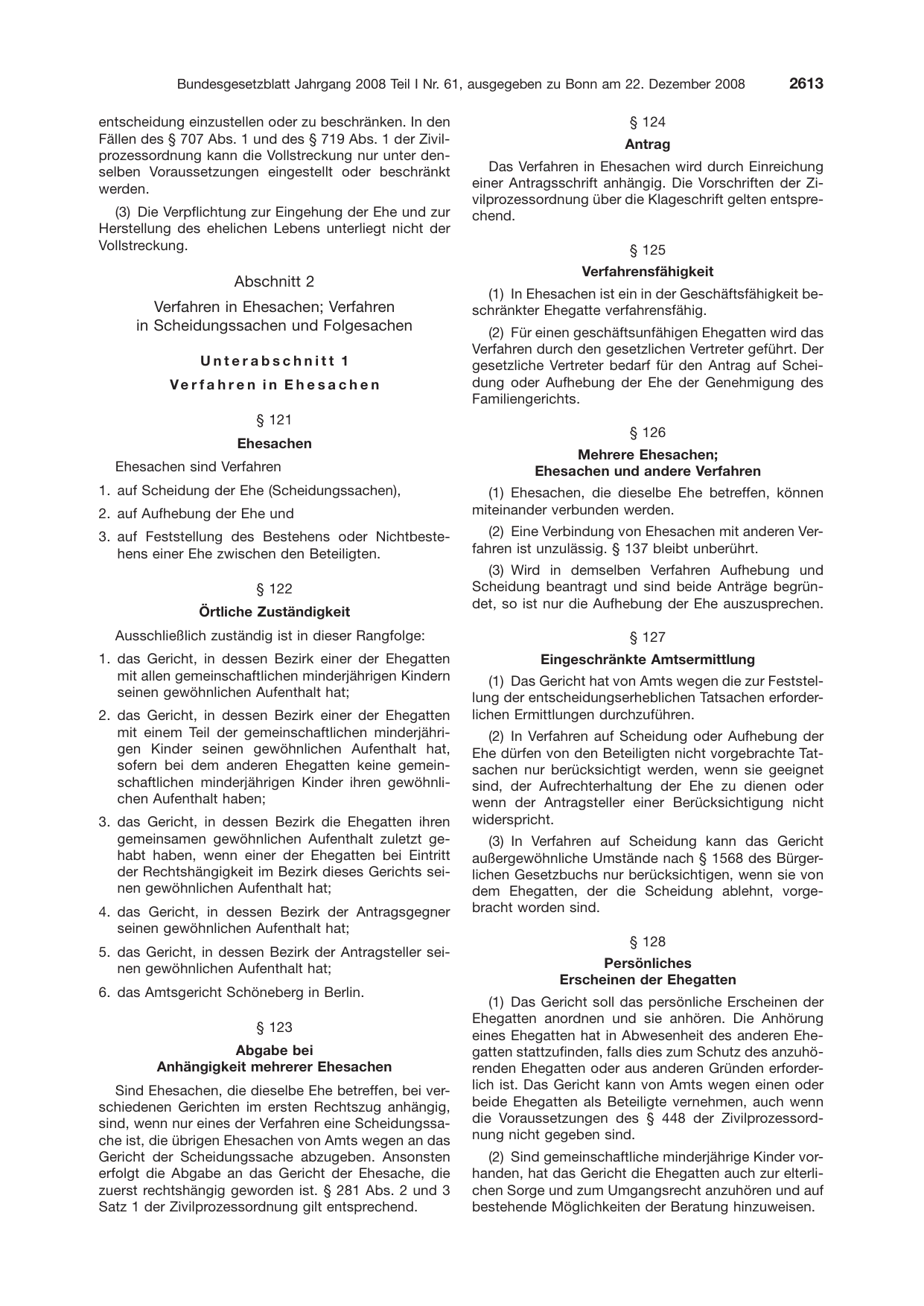 BGBl. 2008, Seite 2613 — Originalseite als Abbildung
