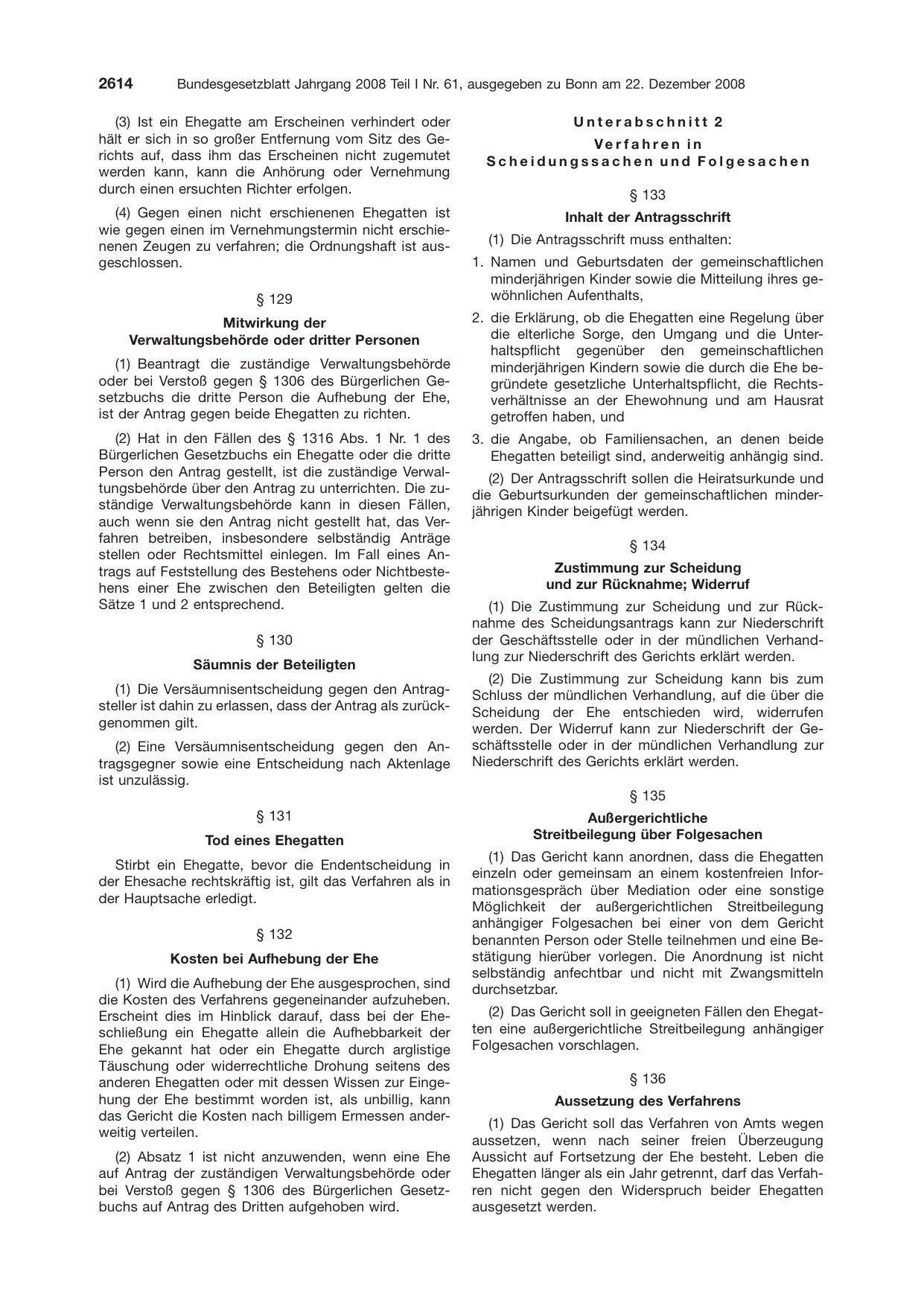 BGBl. 2008, Seite 2614 — Originalseite als Abbildung