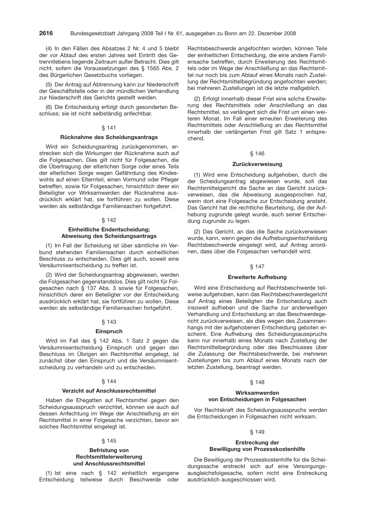 BGBl. 2008, Seite 2616 — Originalseite als Abbildung