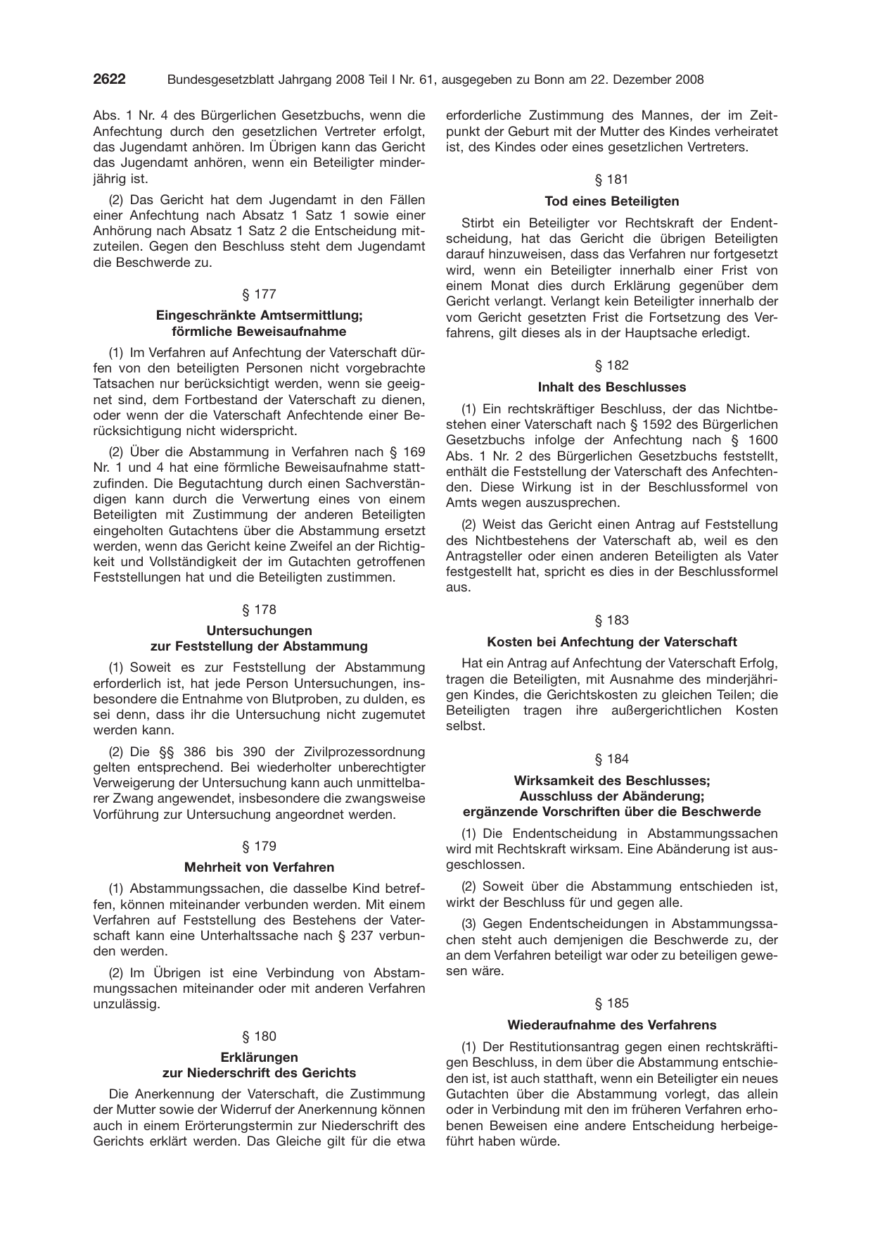 BGBl. 2008, Seite 2622 — Originalseite als Abbildung