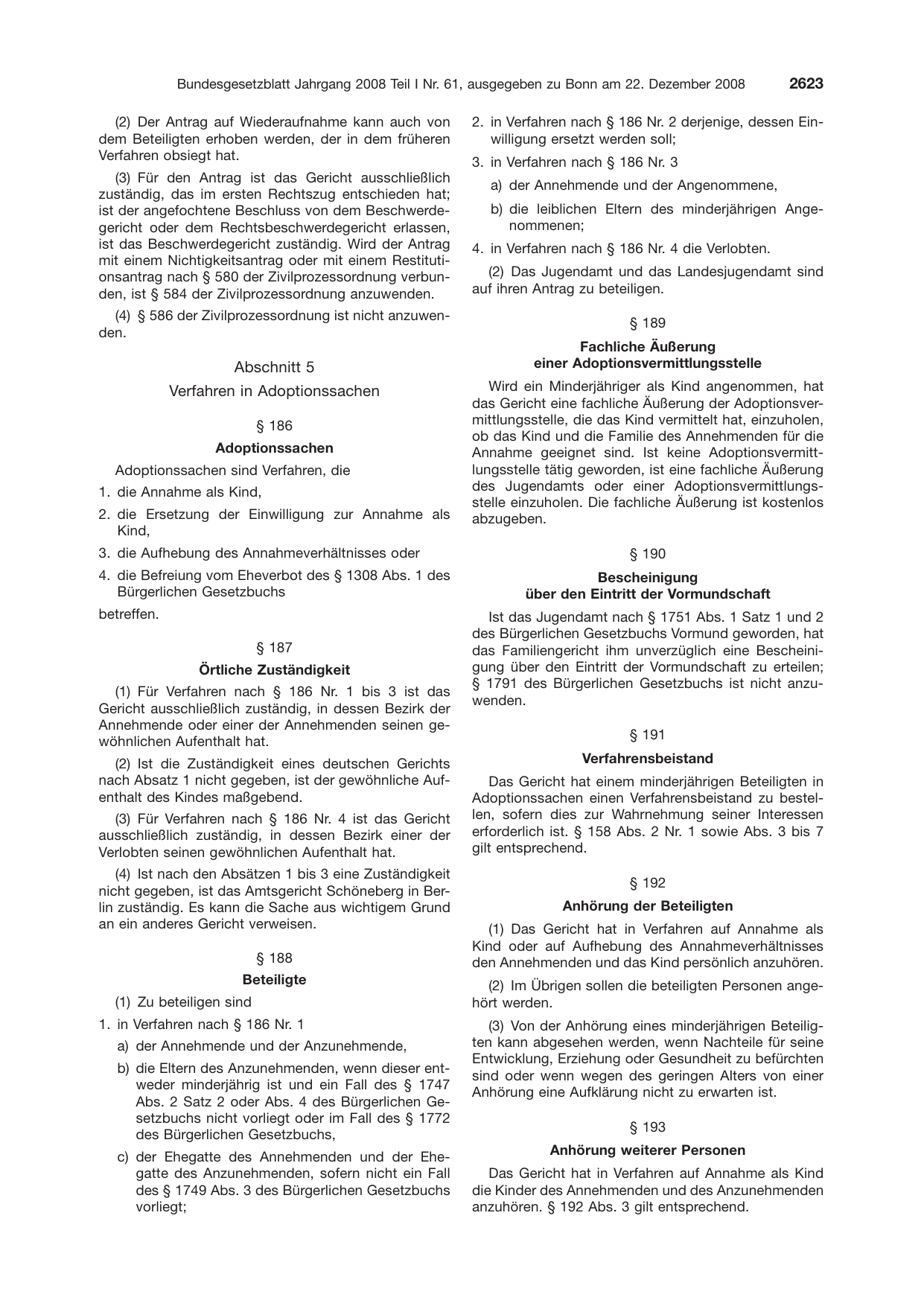 BGBl. 2008, Seite 2623 — Originalseite als Abbildung