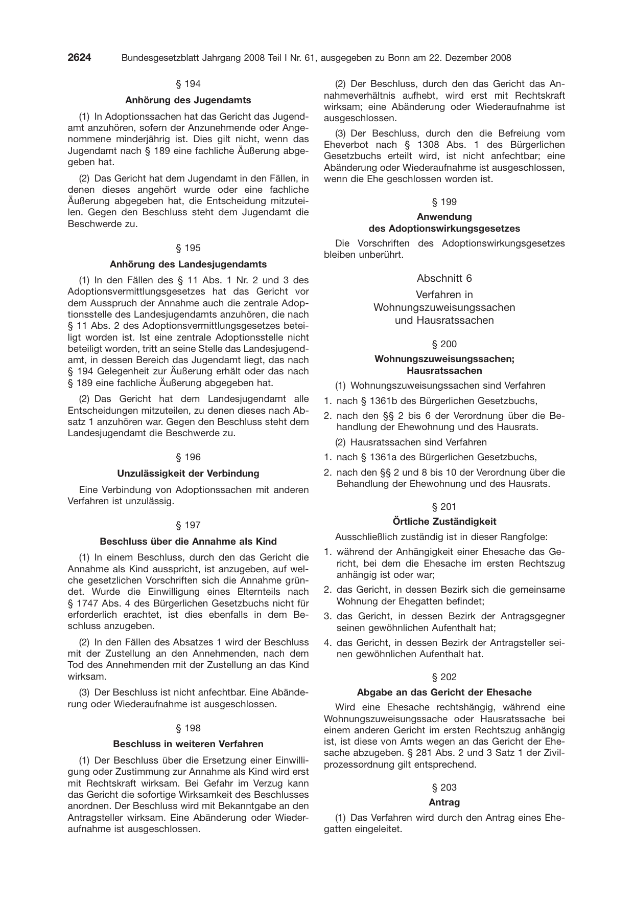 BGBl. 2008, Seite 2624 — Originalseite als Abbildung