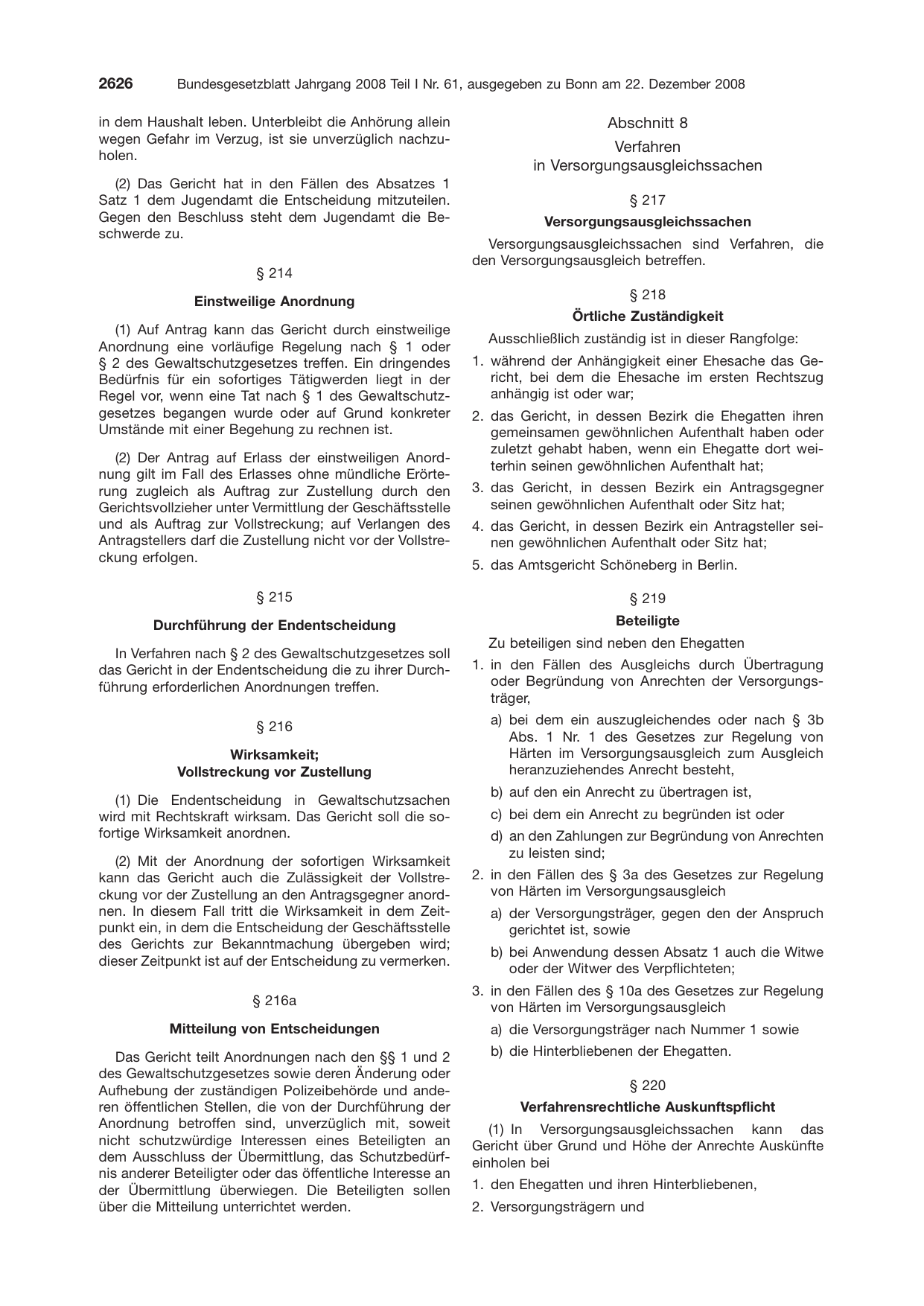 BGBl. 2008, Seite 2626 — Originalseite als Abbildung