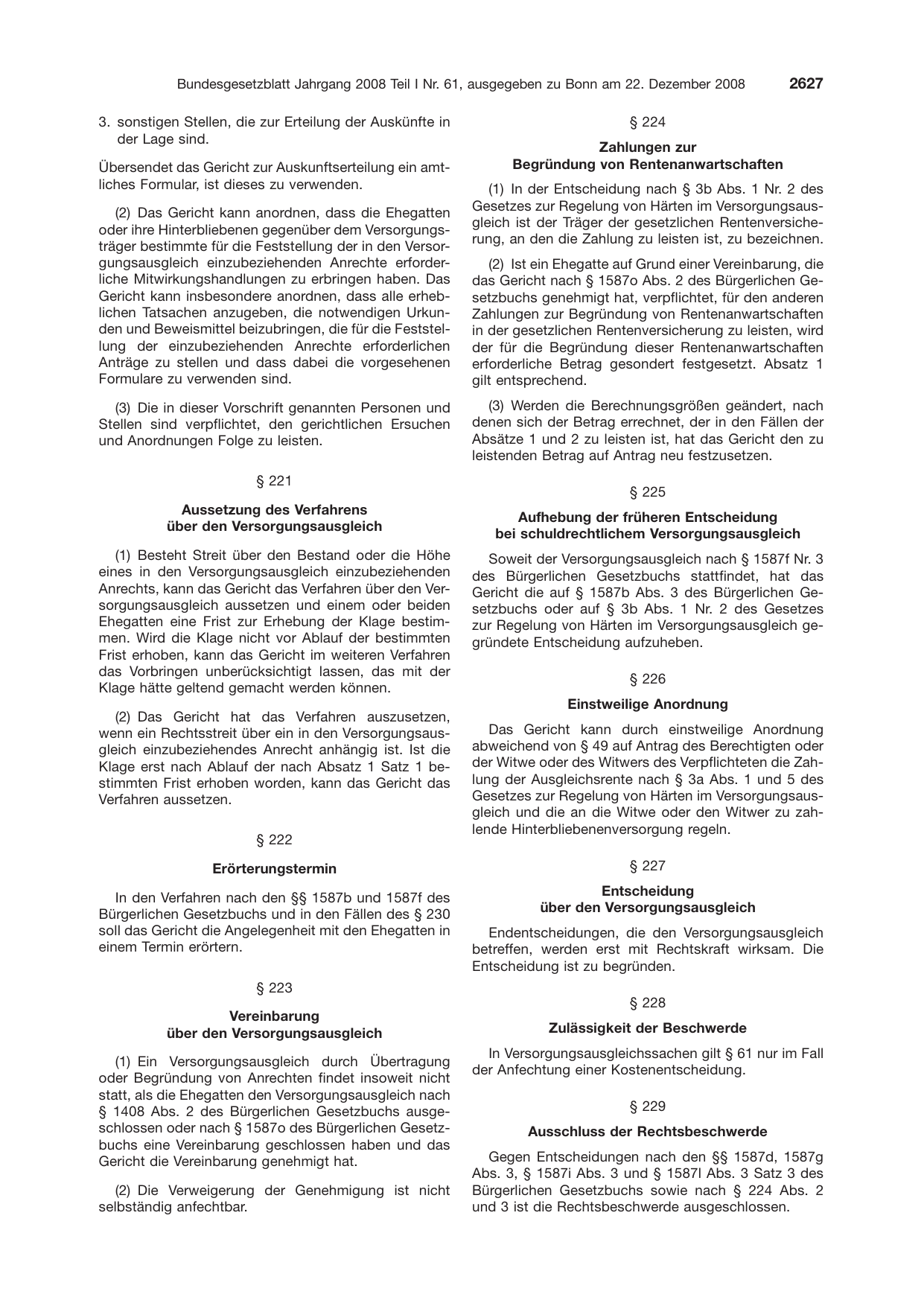 BGBl. 2008, Seite 2627 — Originalseite als Abbildung