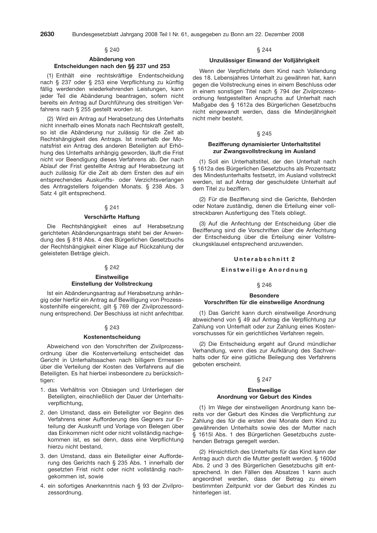 BGBl. 2008, Seite 2630 — Originalseite als Abbildung